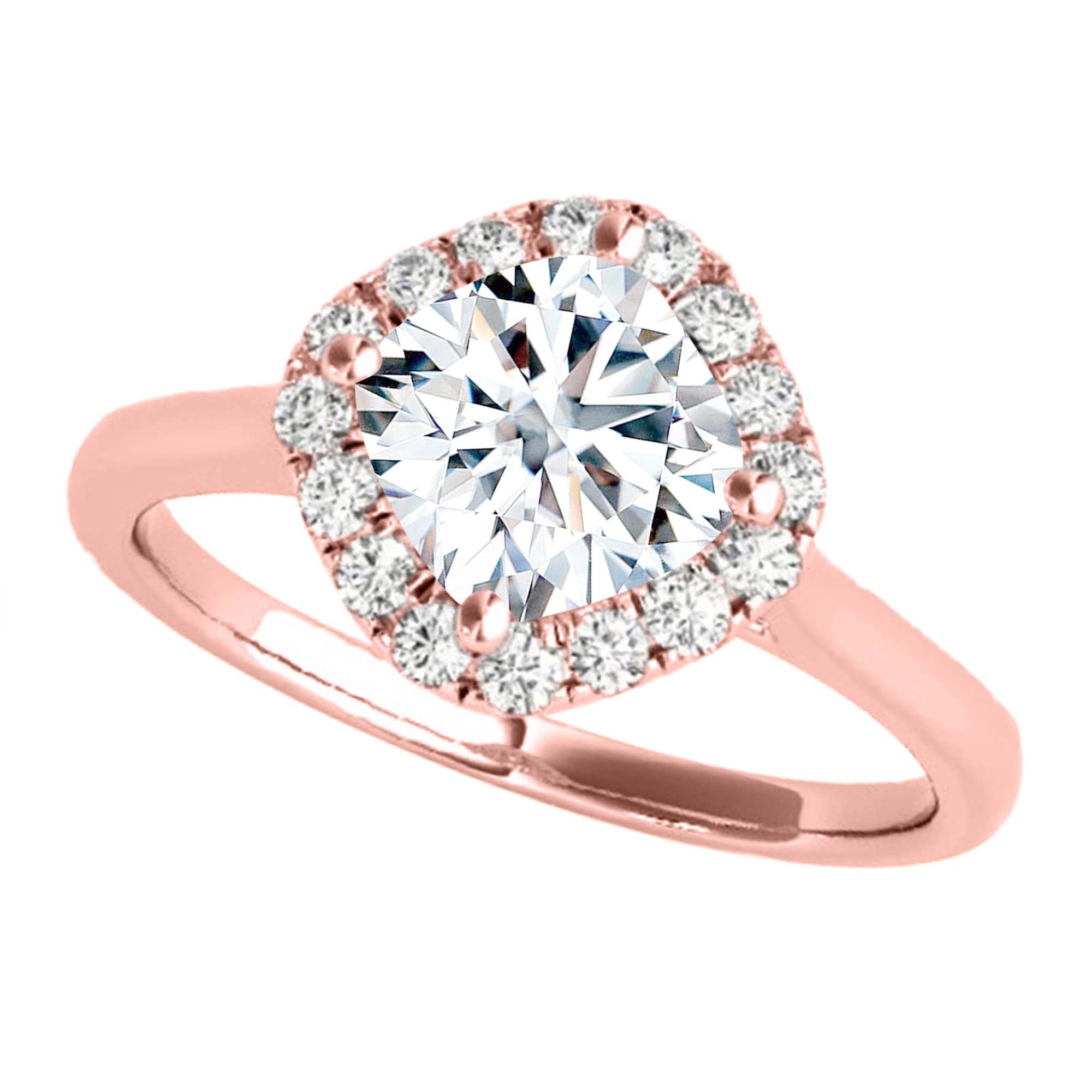 Engagement Halo Ring 1.00 Ct Diamond 10K Solid Gold