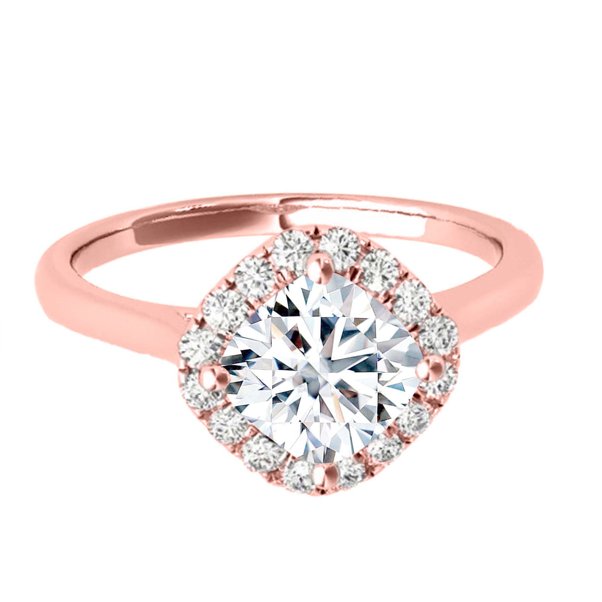 Engagement Halo Ring 1.00 Ct Diamond 10K Solid Gold