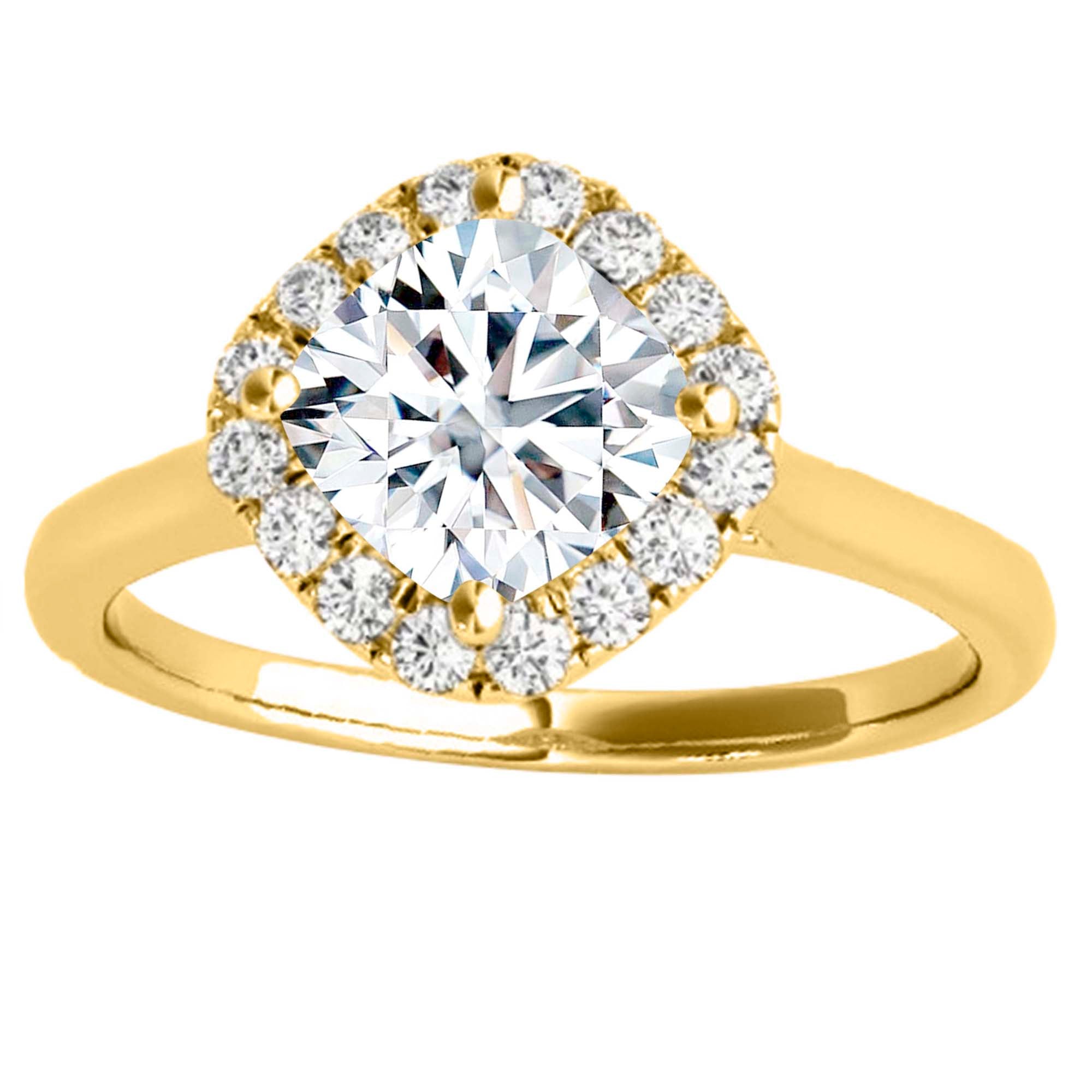 Engagement Halo Ring 1.00 Ct Diamond 10K Solid Gold