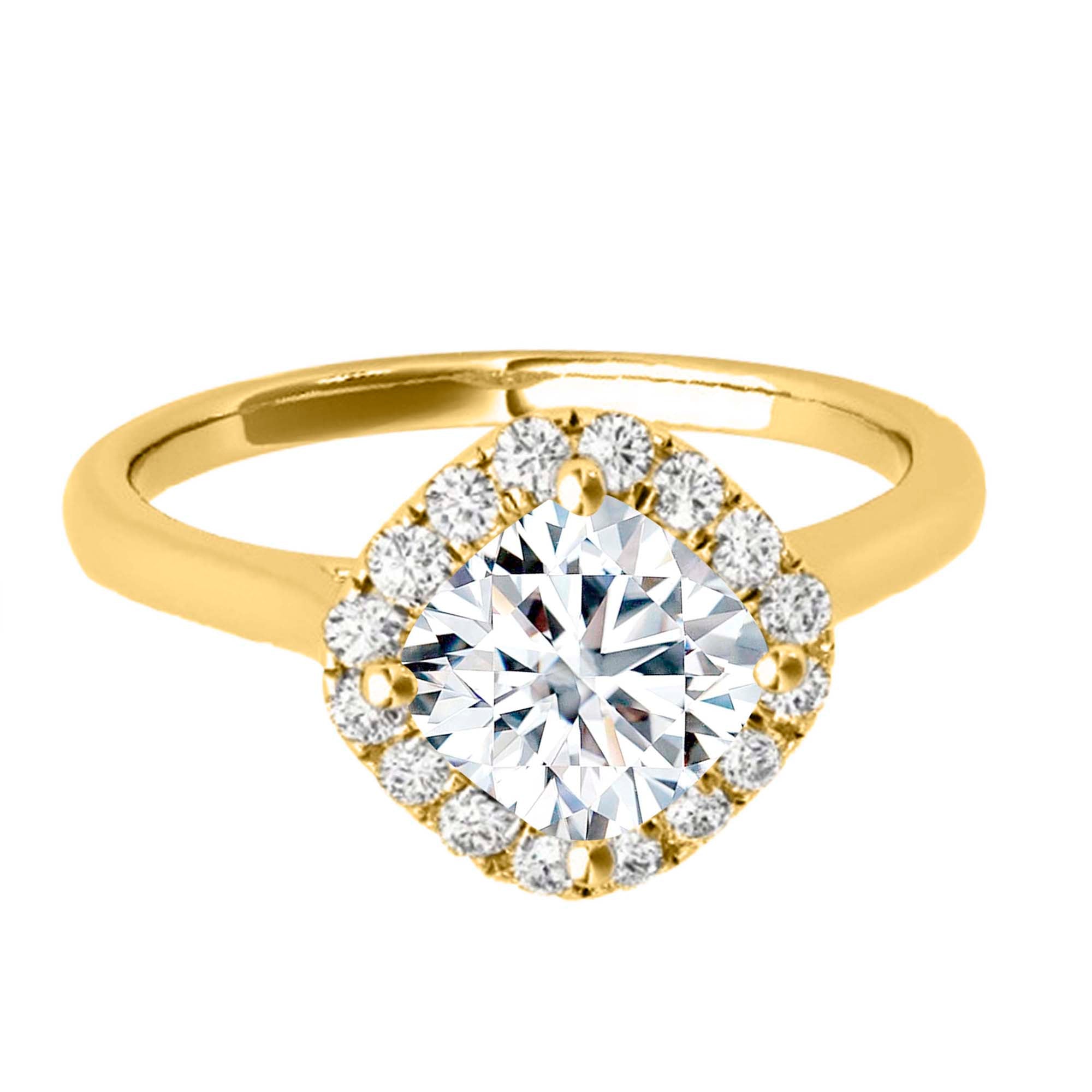 1.00 Ct Halo Diamond Engagement Rings In 10K Rose White & Yellow Gold