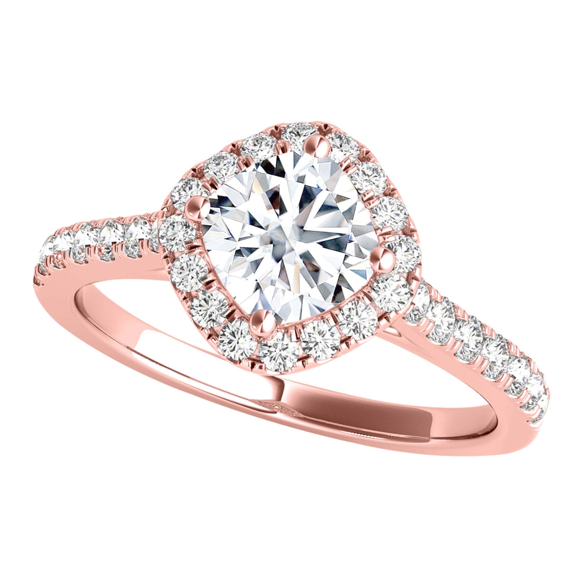 1.25 Ct Cushion Cut Halo Diamond Engagement Ring 10K Gold