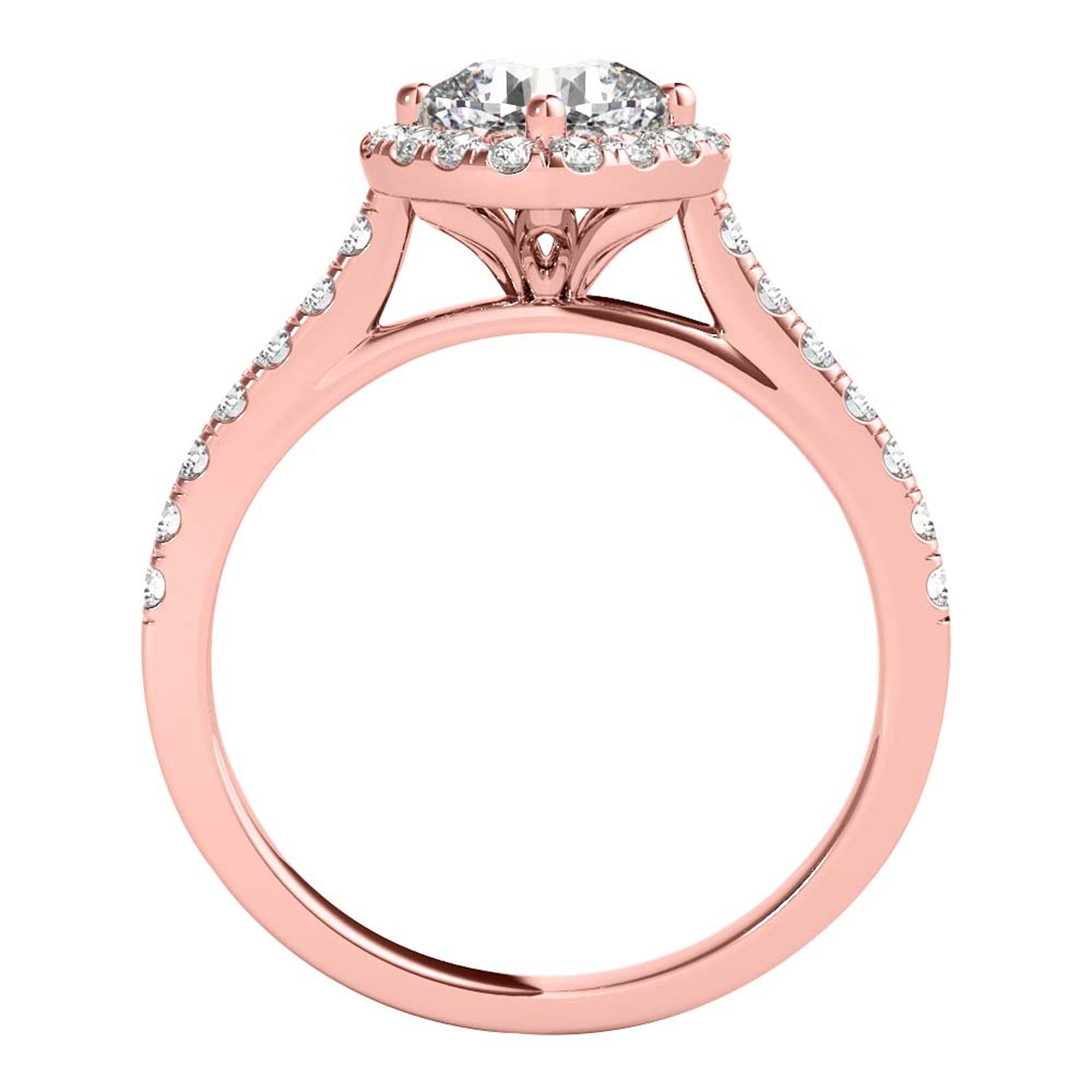 1.25 Ct Round Diamond 10K Rose White & Yellow Gold Halo Engagement Wedding Rings Women Jewelry