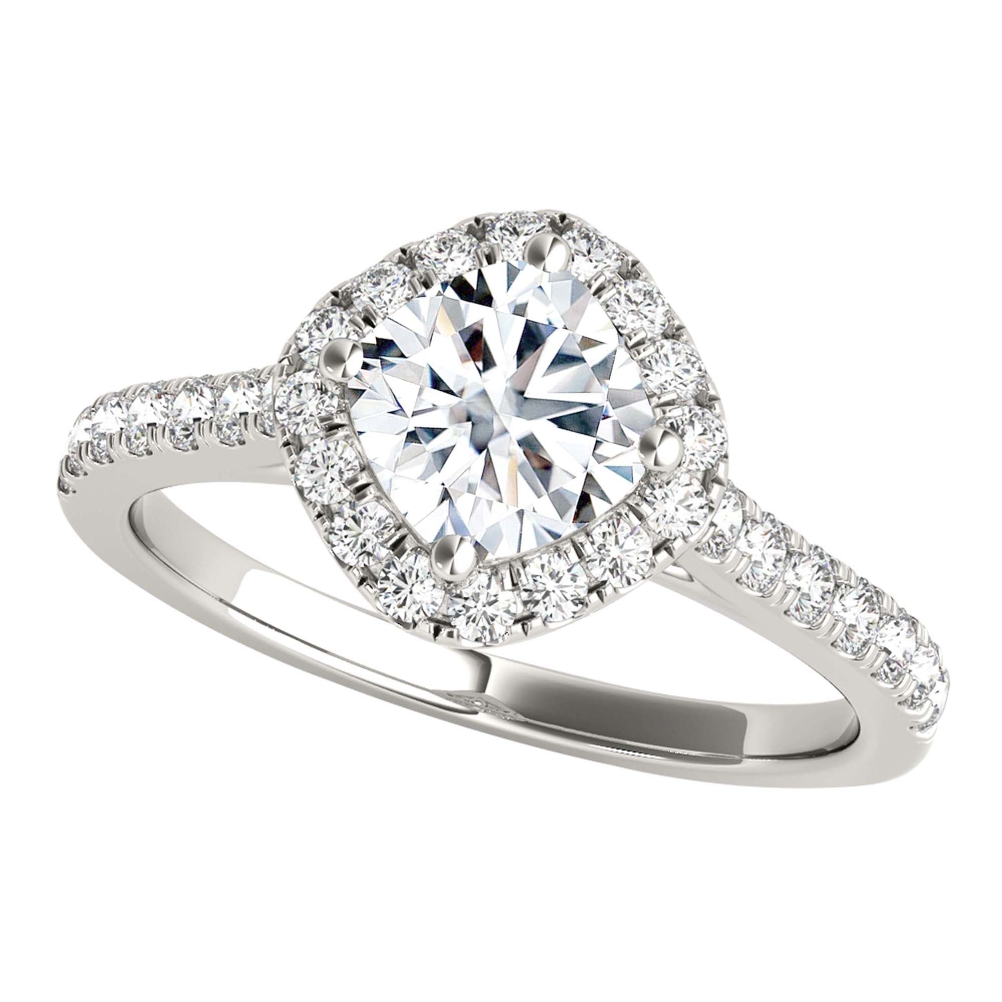 1.25 Ct Cushion Cut Halo Diamond Engagement Ring 10K Gold