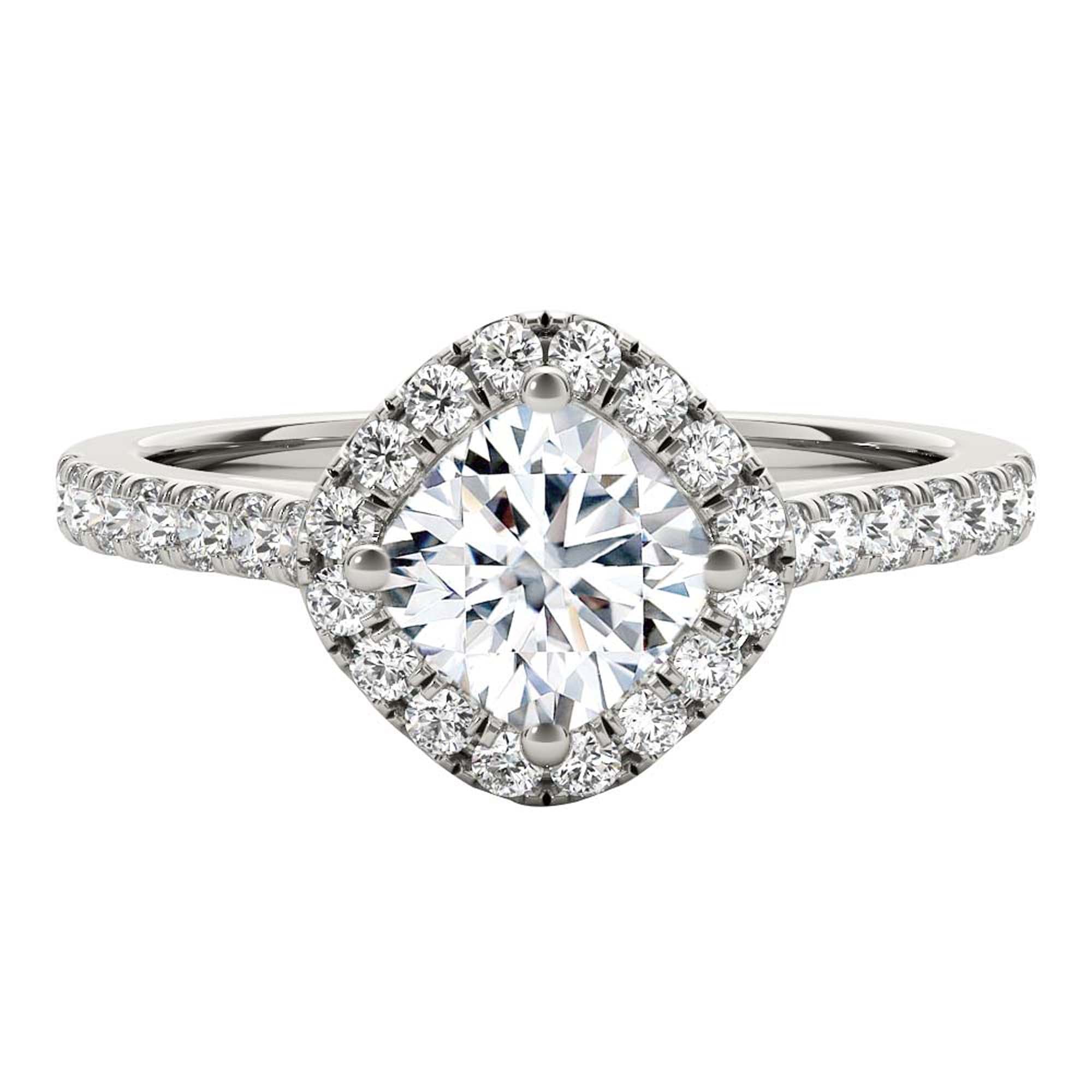 1.25 Ct Cushion Cut Halo Diamond Engagement Ring 10K Gold
