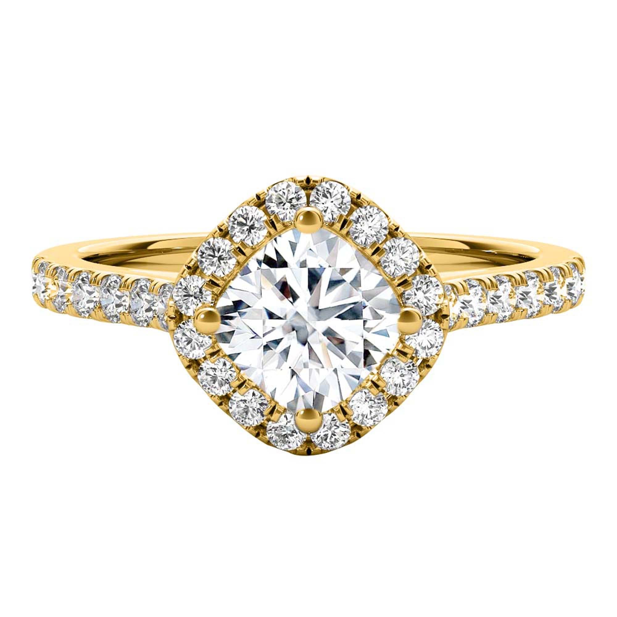 1.25 Ct Cushion Cut Halo Diamond Engagement Ring 10K Gold
