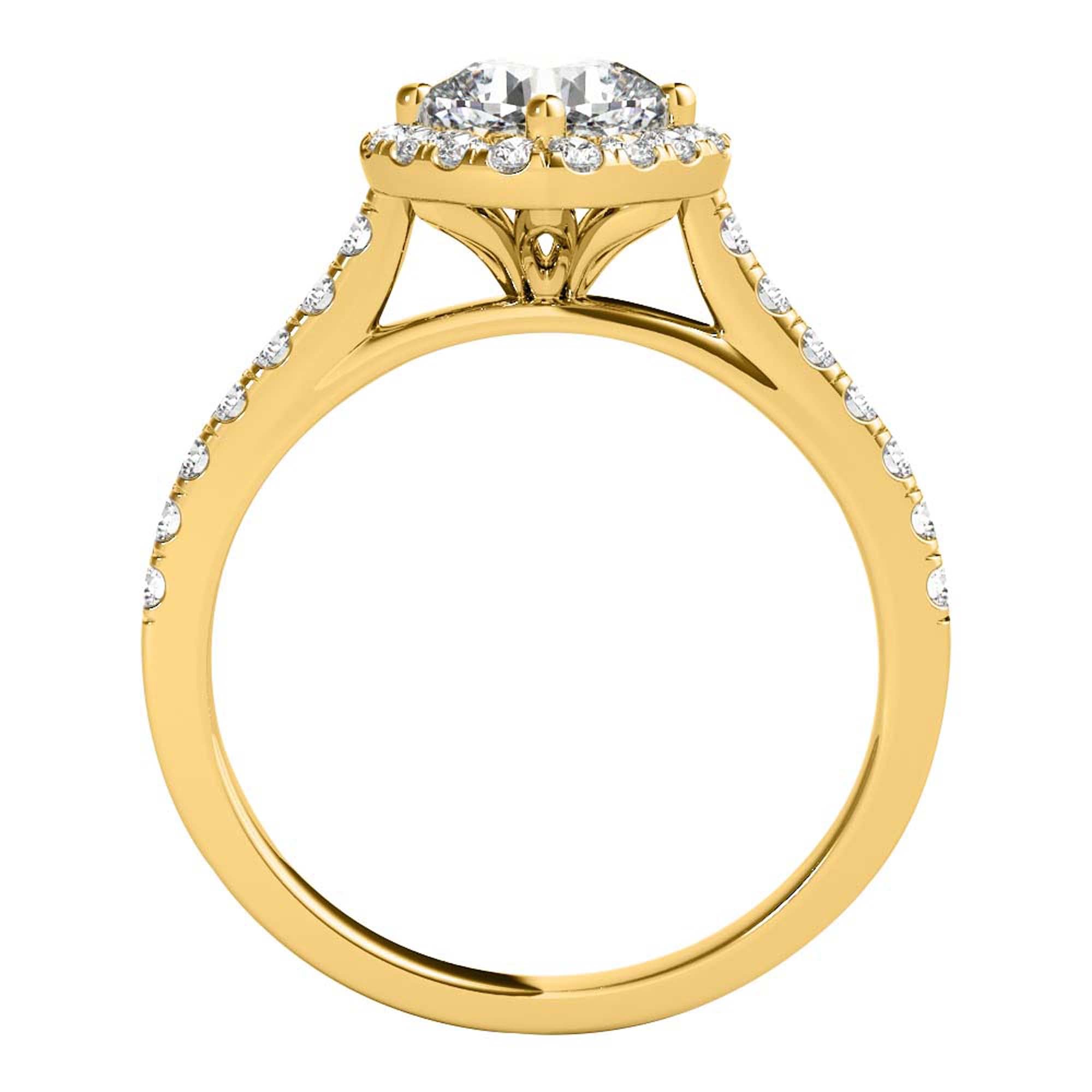 1.25 Ct Cushion Cut Halo Diamond Engagement Ring 10K Gold