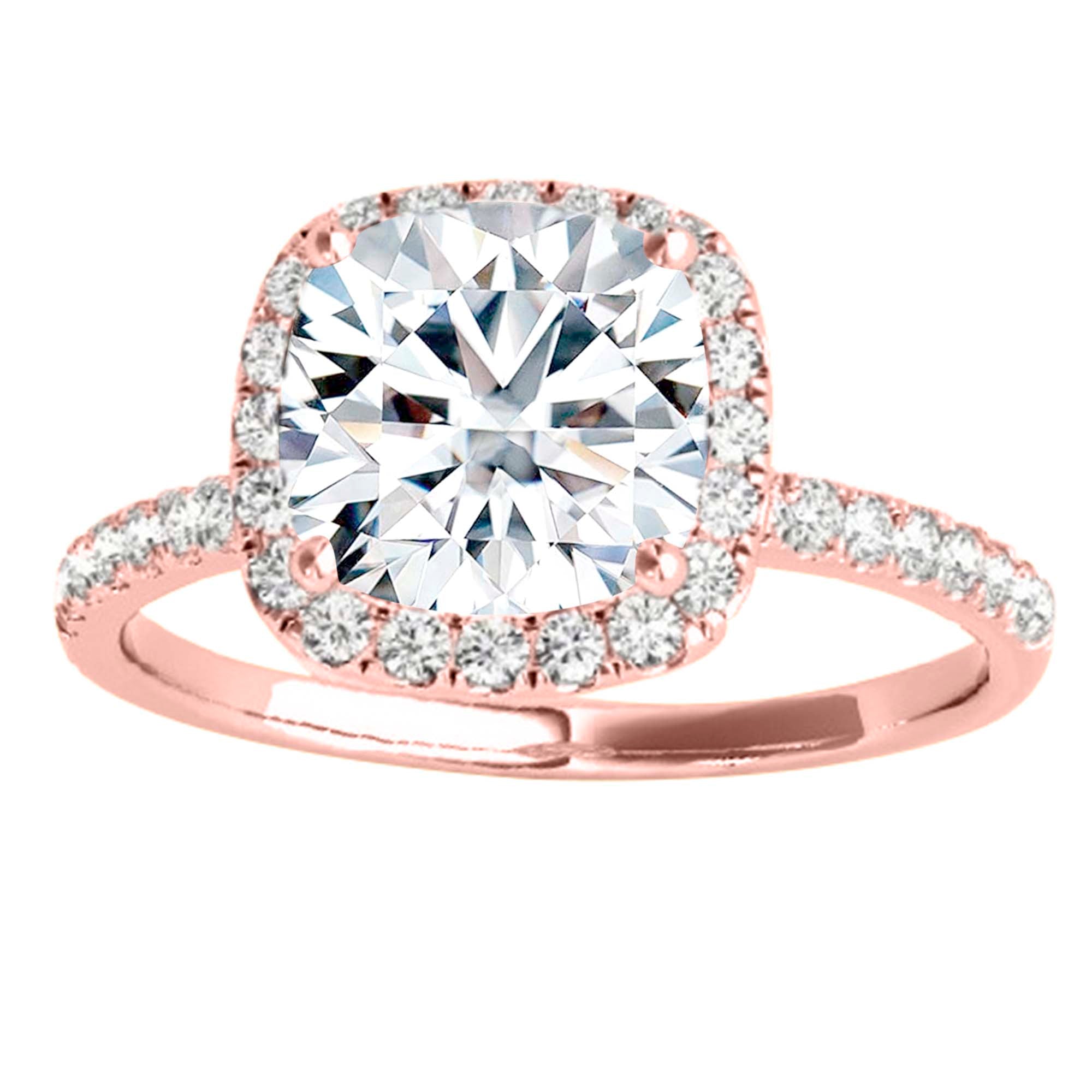1.00 Ct Cushion Cut Halo Diamond Engagement Wedding Ring In 10K White Rose & Yellow Gold