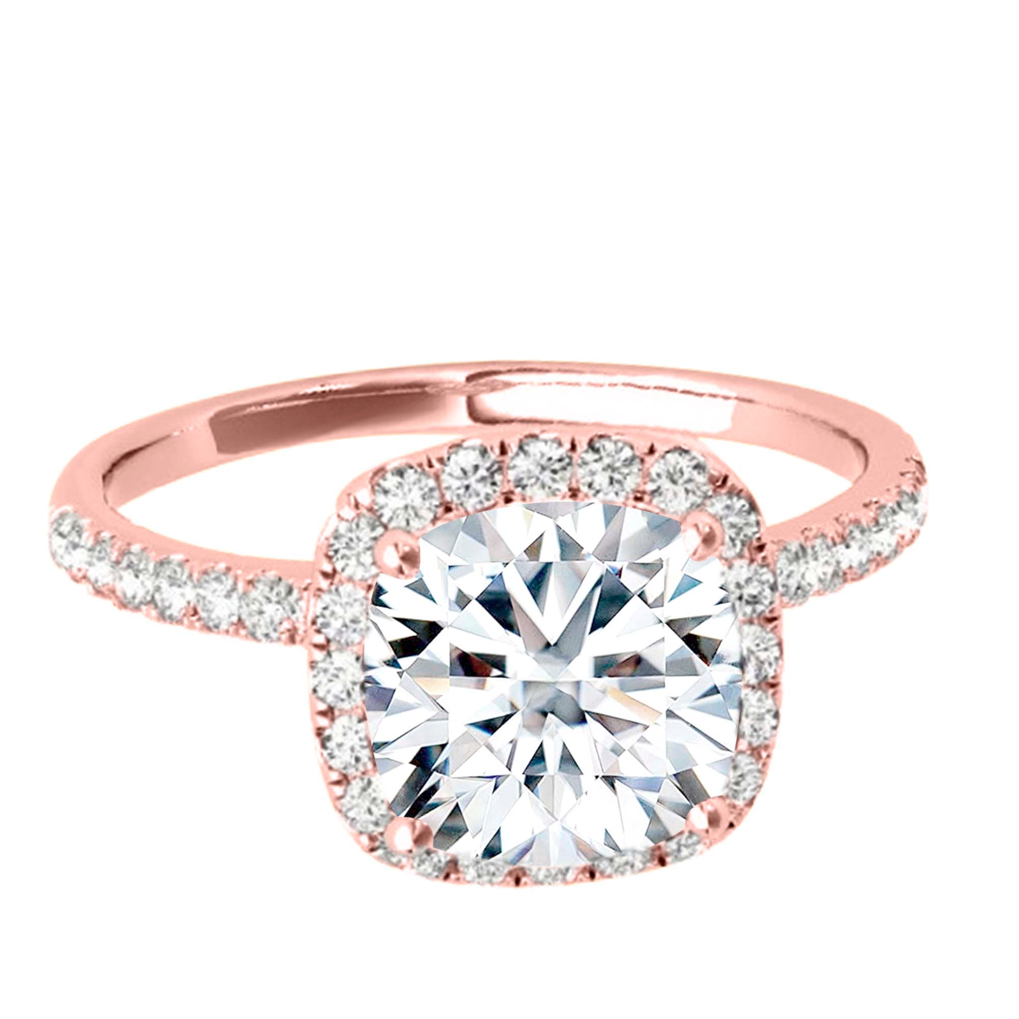 1.00 Ct Cushion Cut Halo Diamond Engagement Wedding Ring In 10K White Rose & Yellow Gold