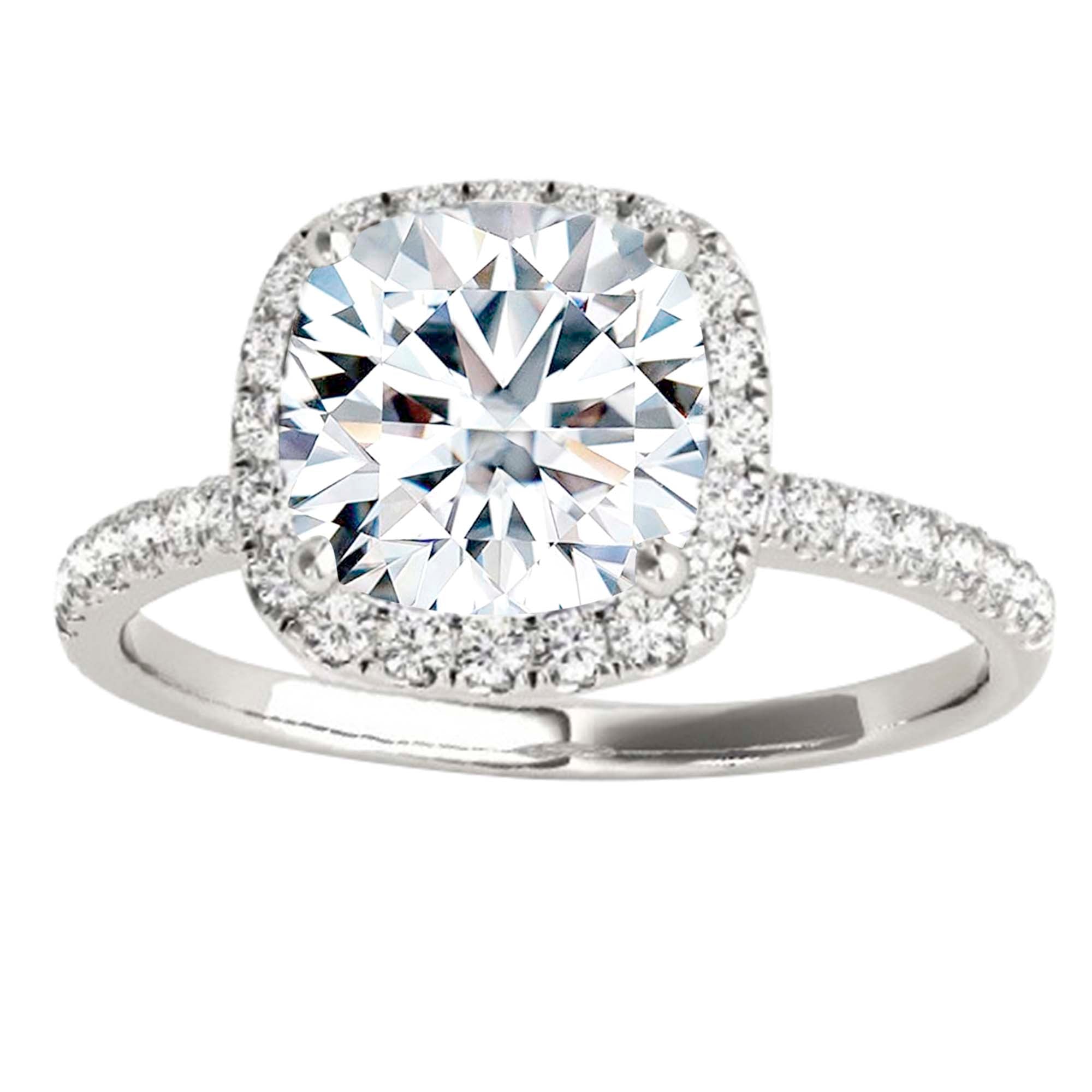 1.00 Ct Cushion Cut Halo Diamond Engagement Wedding Ring In 10K White Rose & Yellow Gold