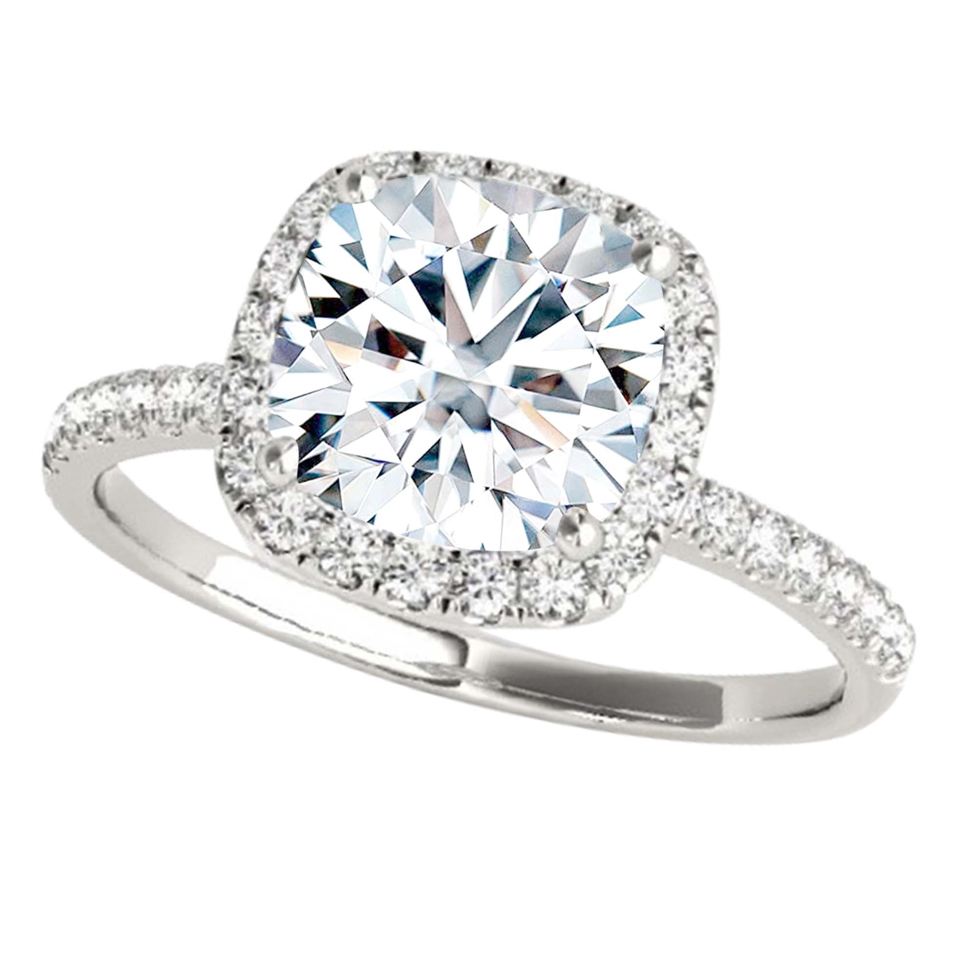 1.00 Ct Cushion Cut Halo Diamond Engagement Wedding Ring In 10K White Rose & Yellow Gold
