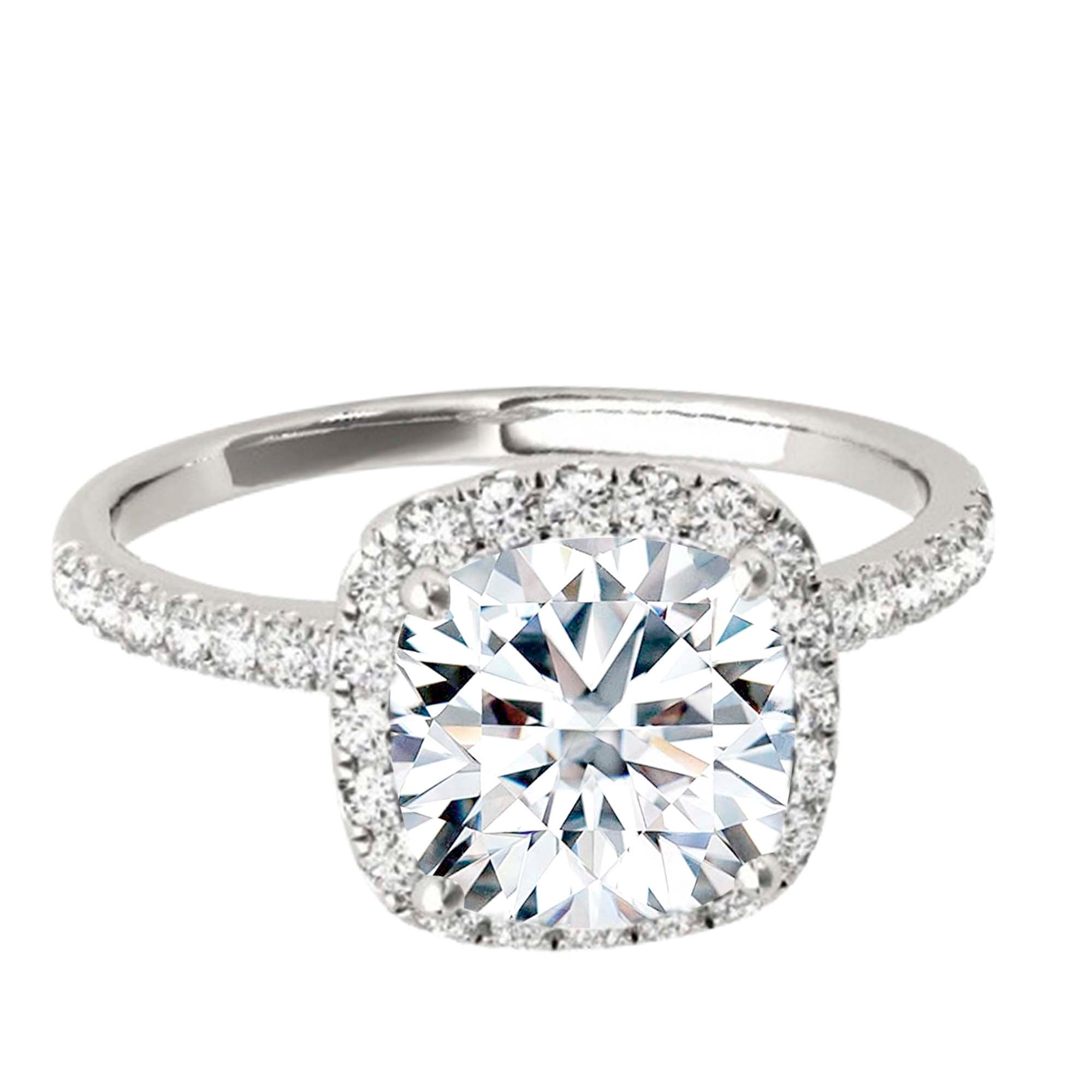 1.00 Ct Cushion Cut Halo Diamond Engagement Wedding Ring In 10K White Rose & Yellow Gold