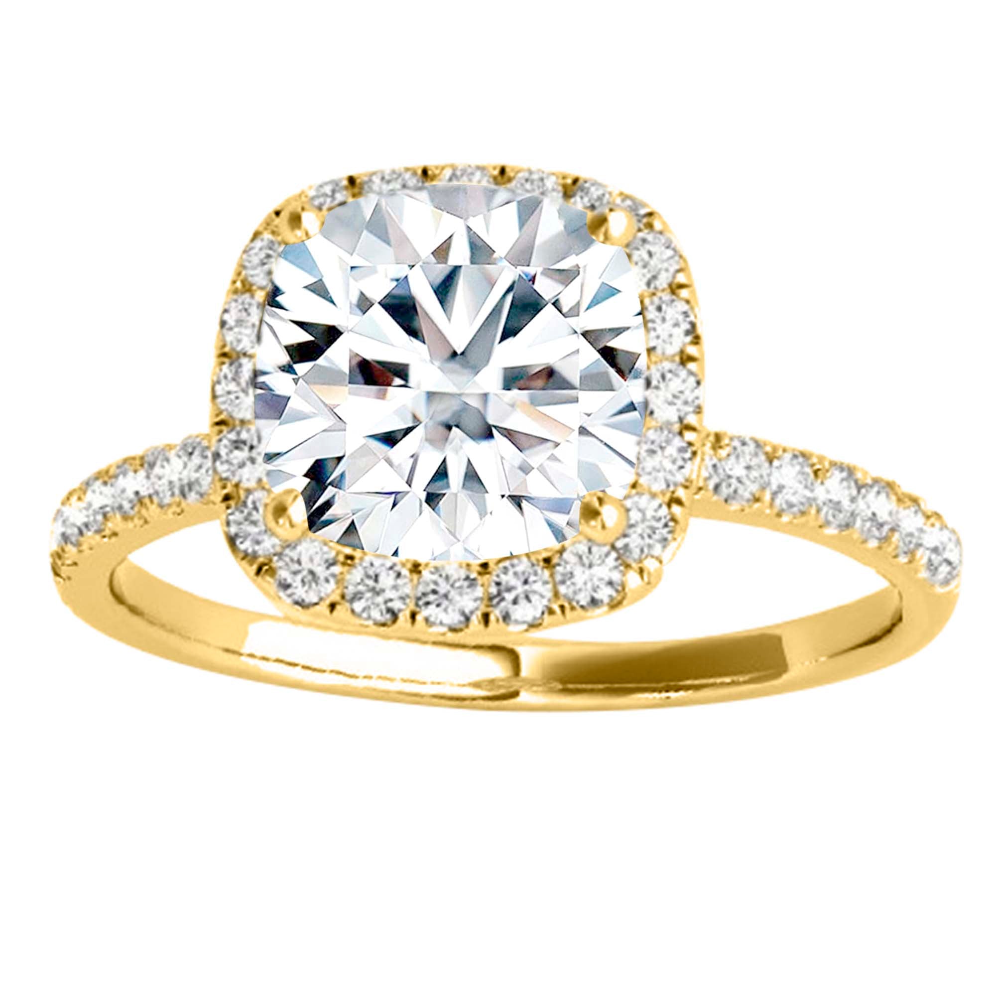 1.00 Ct Cushion Cut Halo Diamond Engagement Wedding Ring In 10K White Rose & Yellow Gold