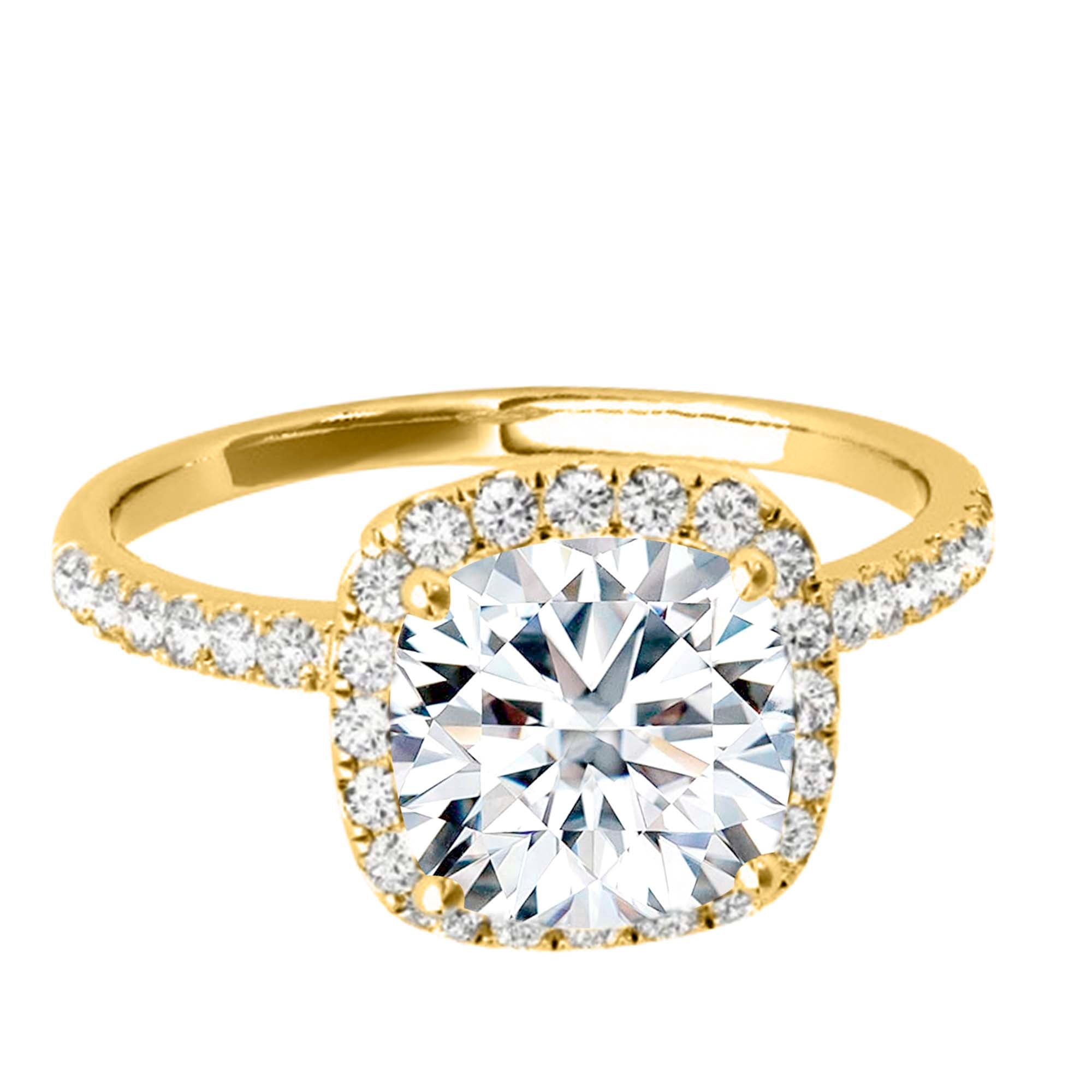 1.00 Ct Cushion Cut Halo Diamond Engagement Wedding Ring In 10K White Rose & Yellow Gold
