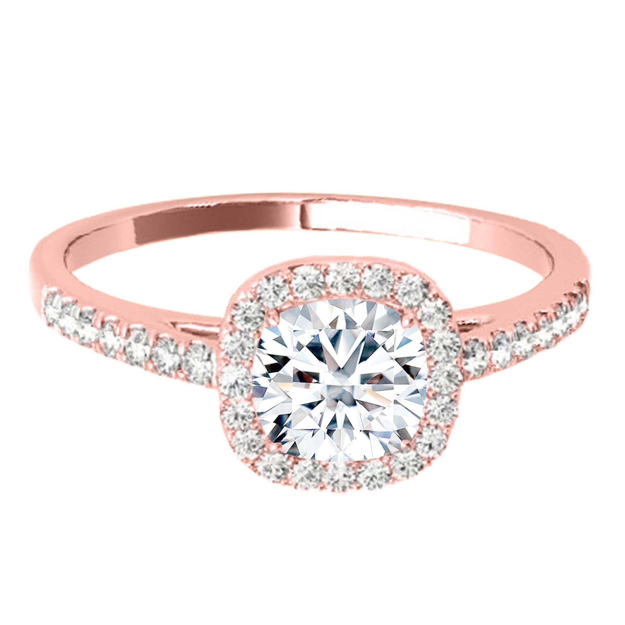 1.00 Ct Halo Diamond Engagement Rings In 14K Solid Rose White & Yellow Gold Jewelry