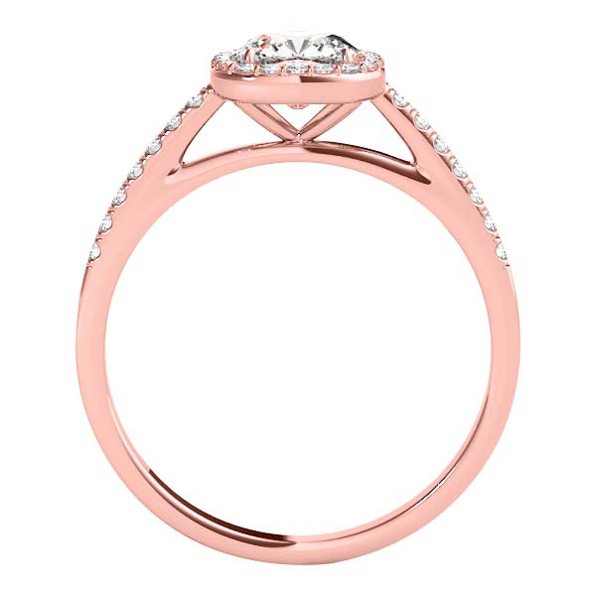 1.00 Ct Halo Diamond Engagement Rings In 14K Solid Rose White & Yellow Gold Jewelry