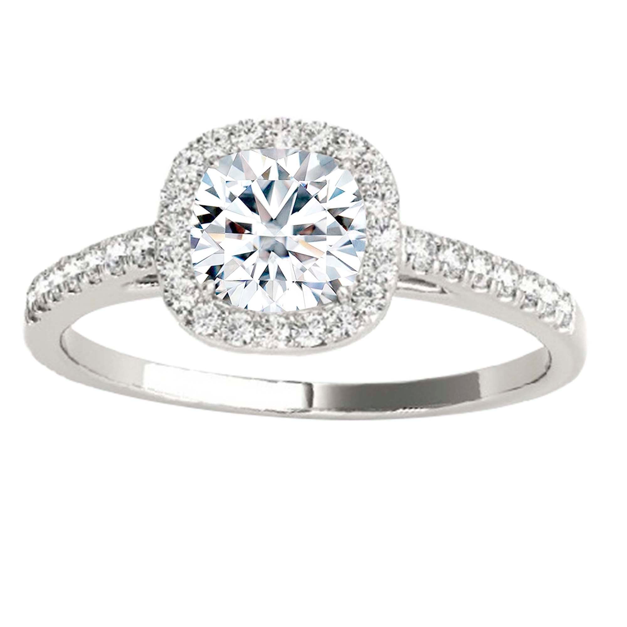1.00 Ct Halo Diamond Engagement Rings In 14K Solid Rose White & Yellow Gold Jewelry