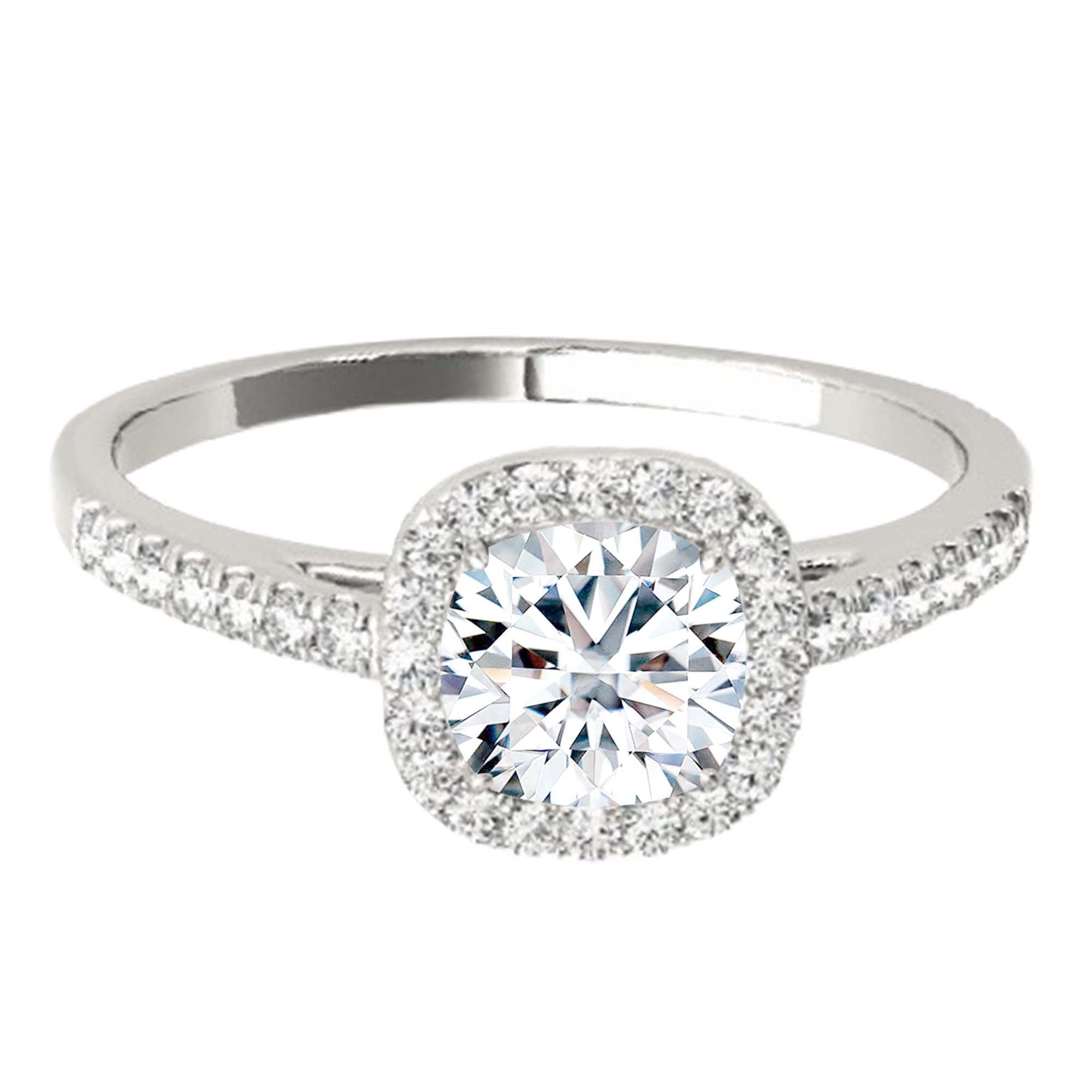 1.00 Ct Halo Diamond Engagement Rings In 14K Solid Rose White & Yellow Gold Jewelry