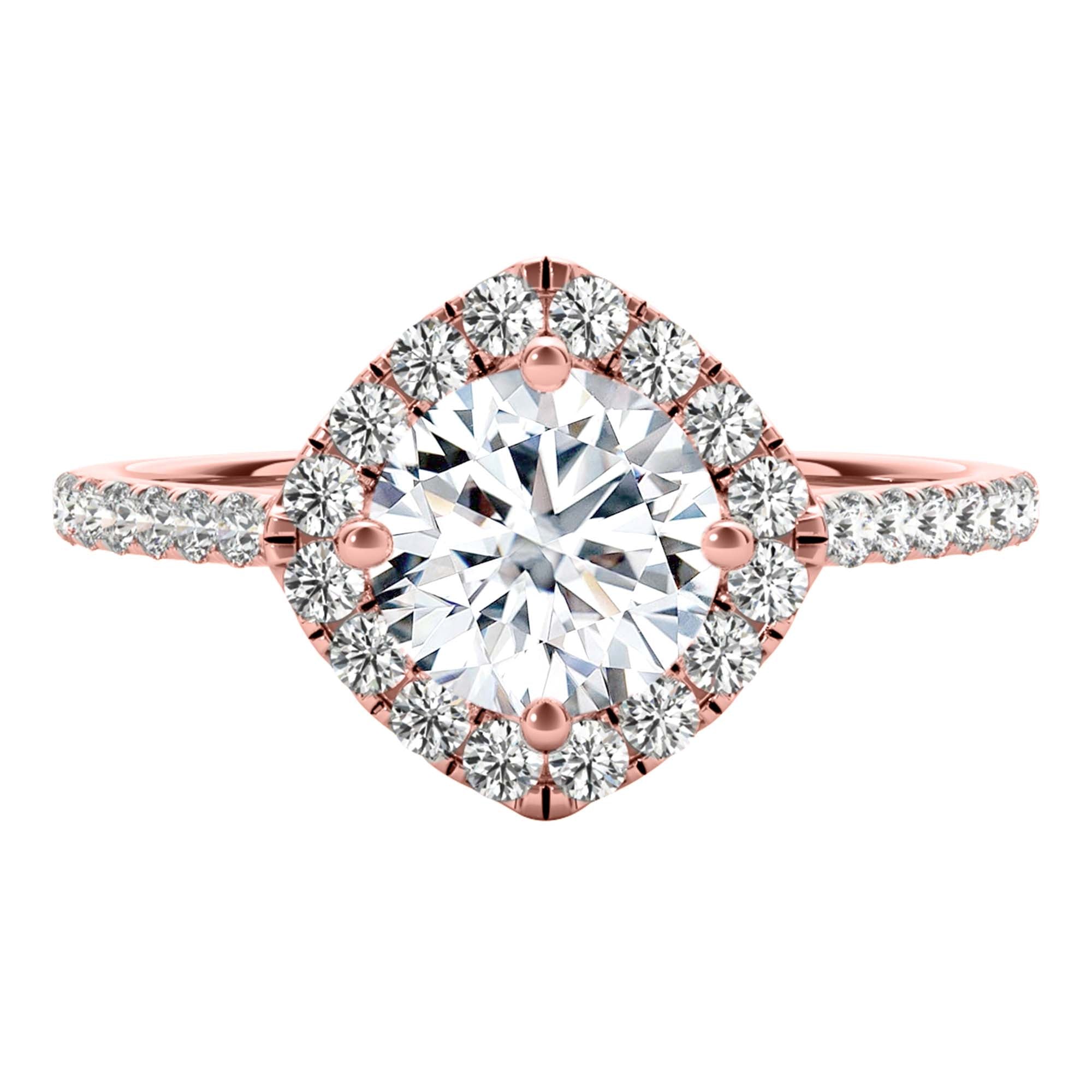 1.00 Ct Halo Lab Grown Diamond Engagement Rings In 10K Solid Rose White & Yellow Gold
