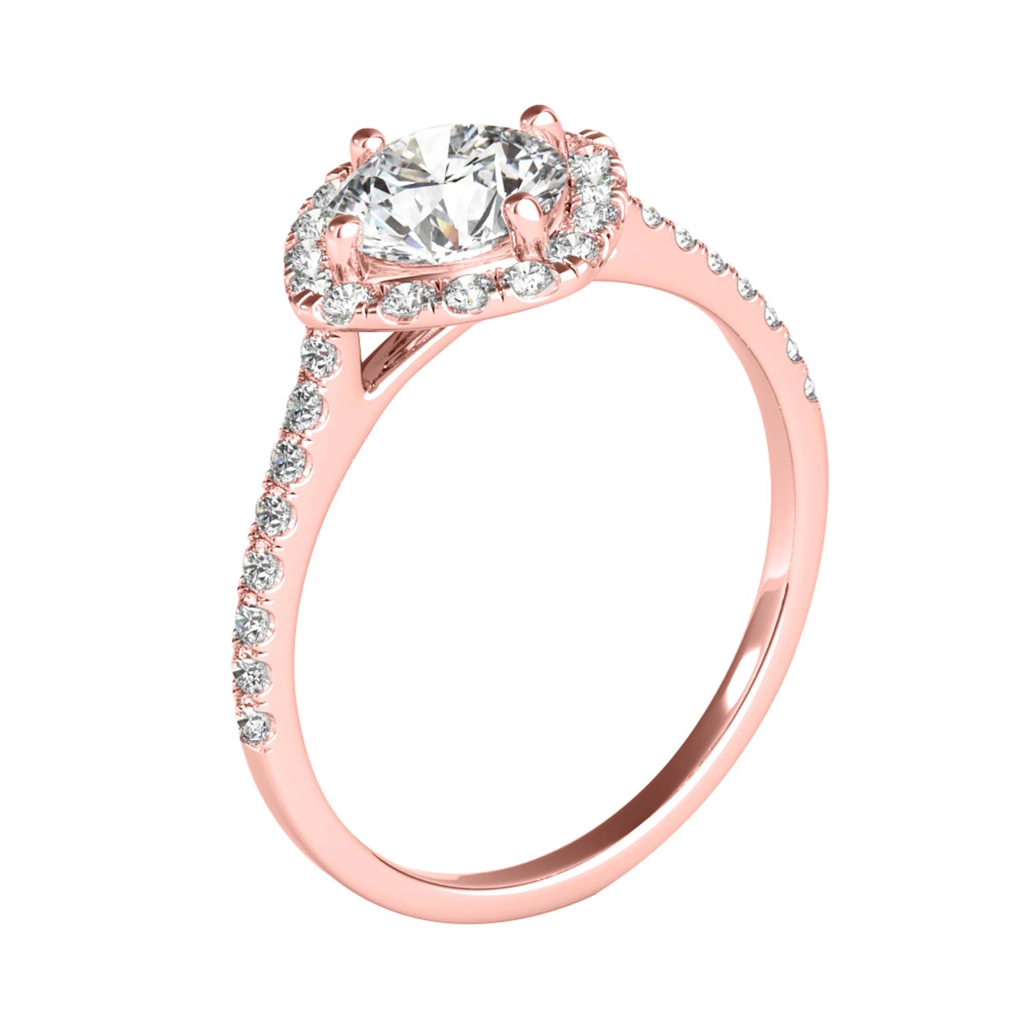 1.00 Ct Halo Lab Grown Diamond Engagement Rings In 10K Solid Rose White & Yellow Gold