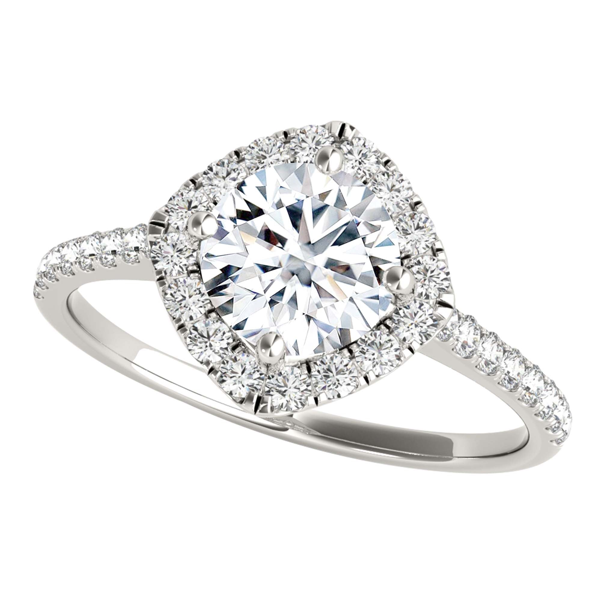 1.00 Ct Halo Lab Grown Diamond Engagement Rings In 10K Solid Rose White & Yellow Gold