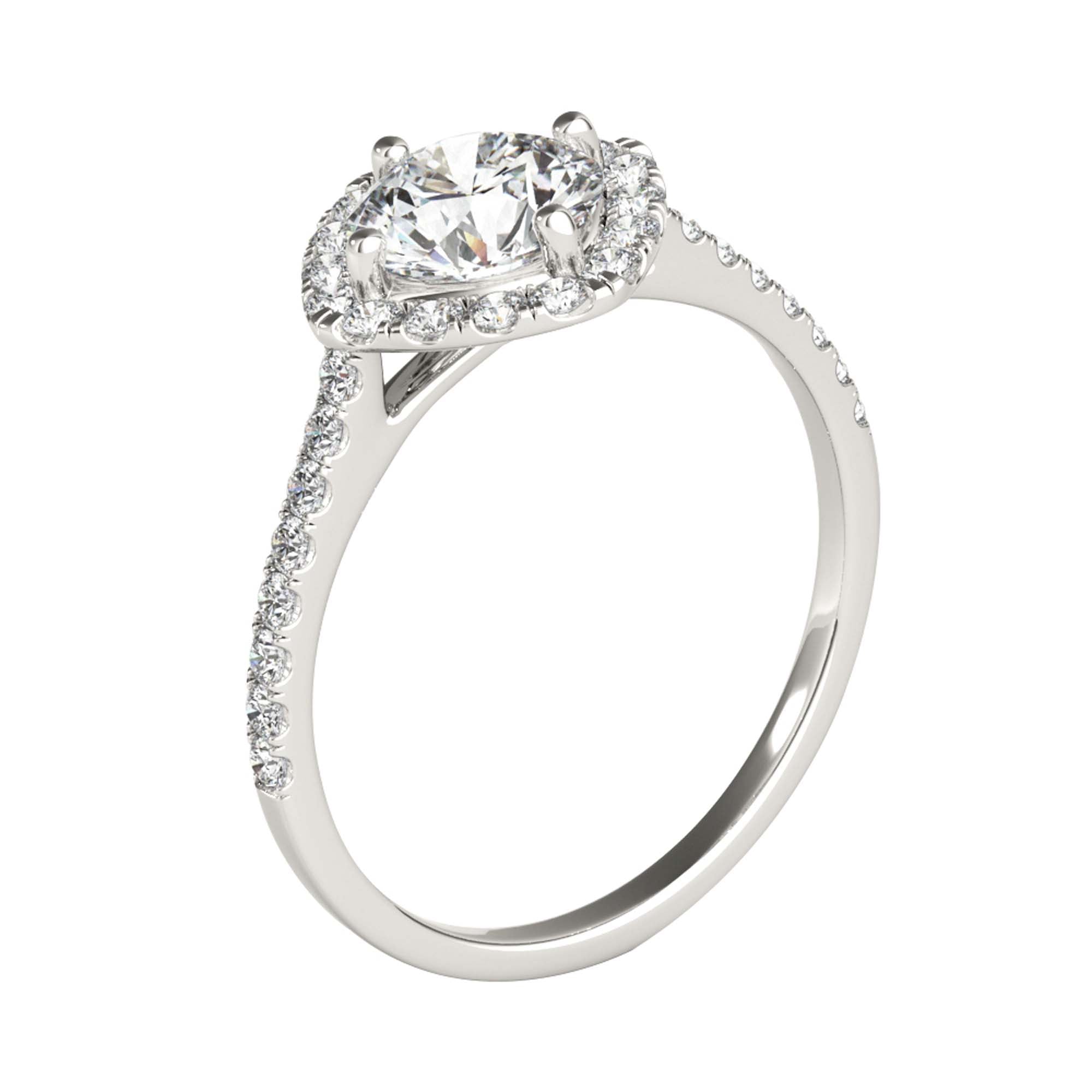 1.00 Ct Halo Lab Grown Diamond Engagement Rings In 10K Solid Rose White & Yellow Gold