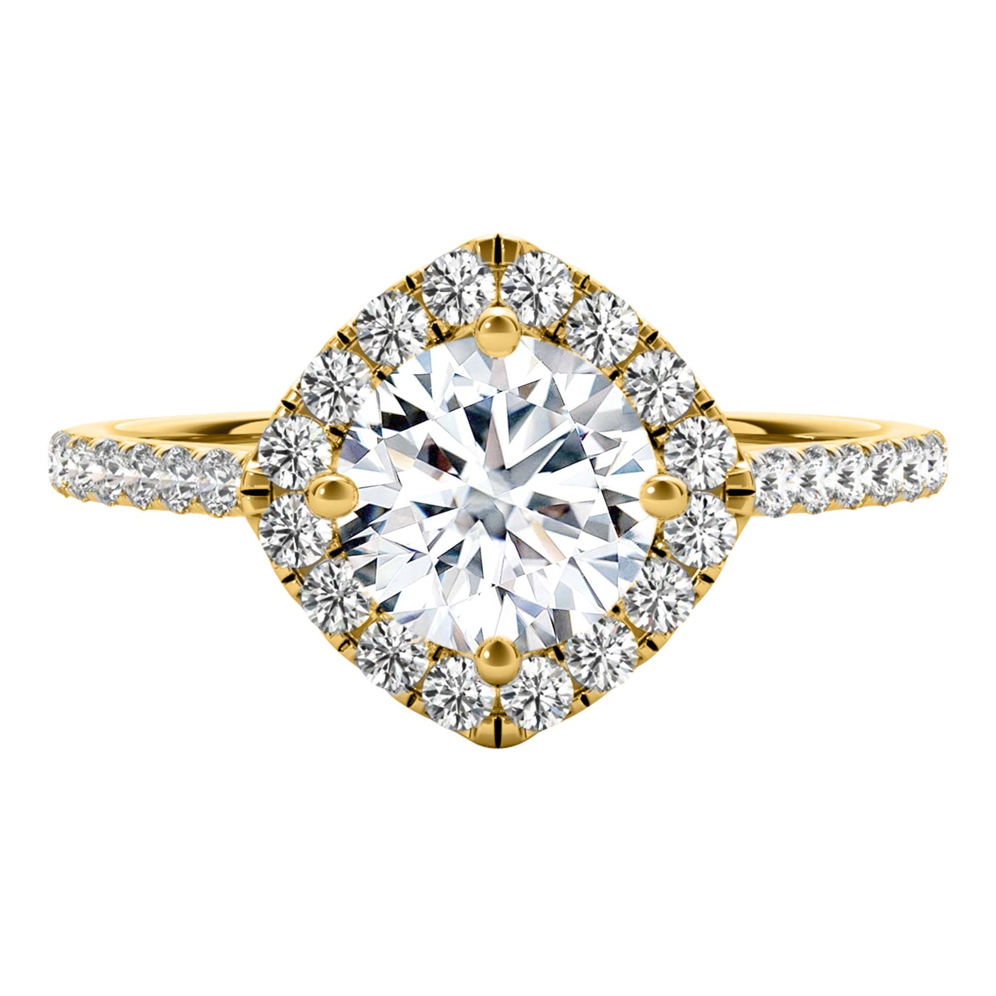 1.00 Ct Halo Lab Grown Diamond Engagement Rings In 10K Solid Rose White & Yellow Gold