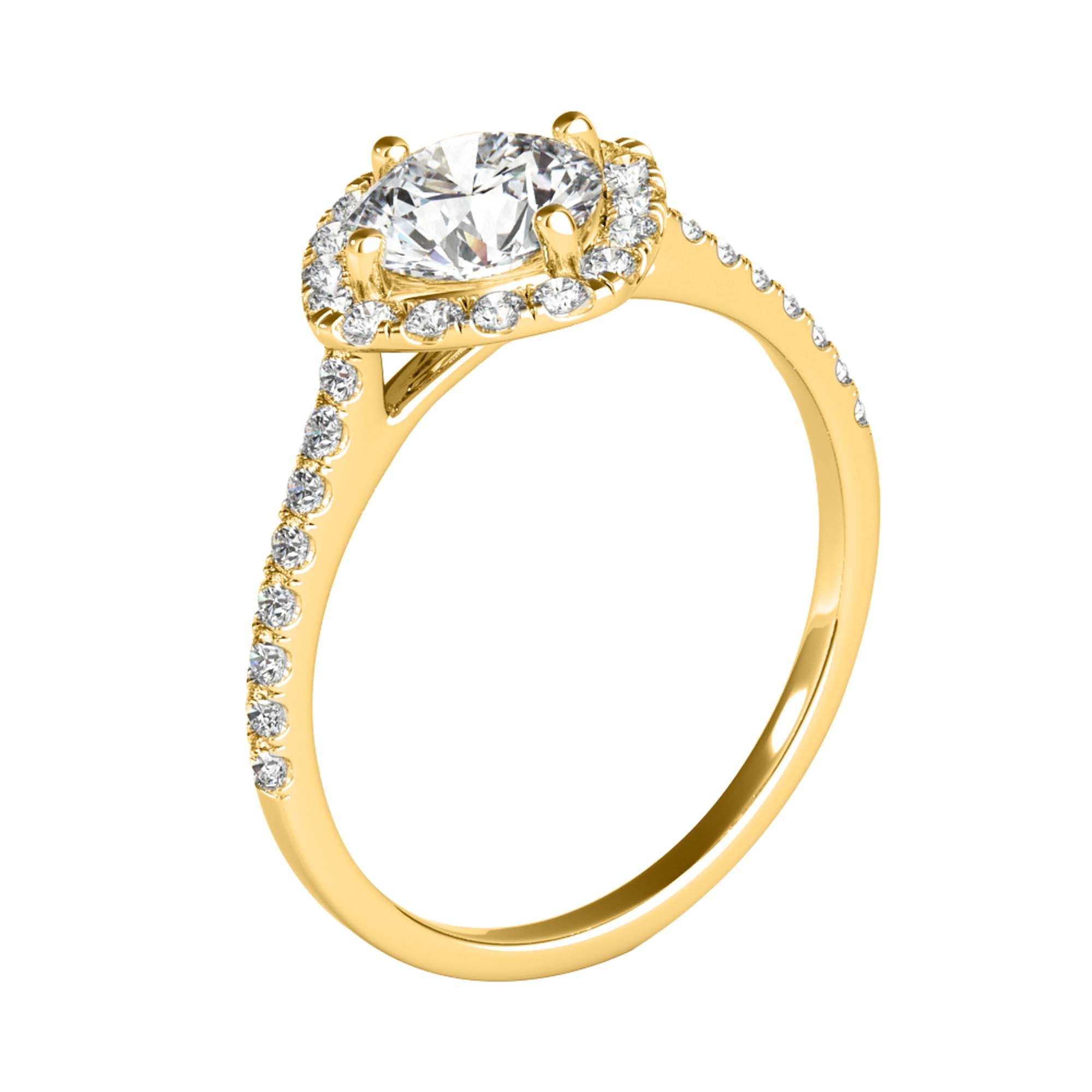 1.00 Ct Halo Lab Grown Diamond Engagement Rings In 10K Solid Rose White & Yellow Gold