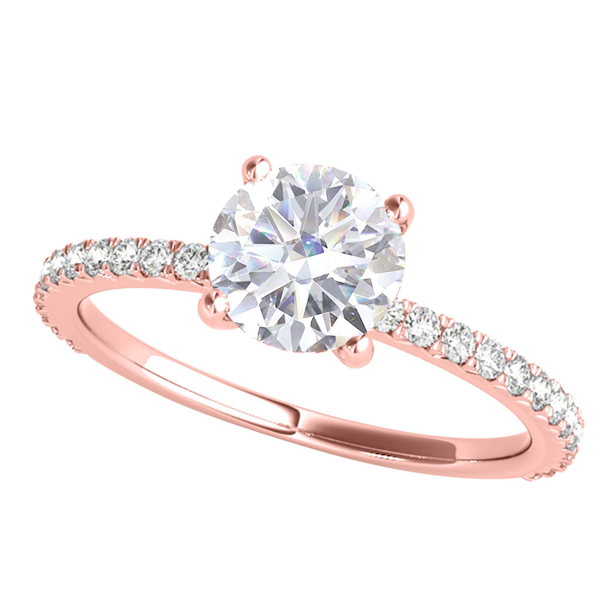 1/2 Ct FG/VVS1 Round Diamond Solitaire Engagement Rings In 10K White Rose & Yellow Gold
