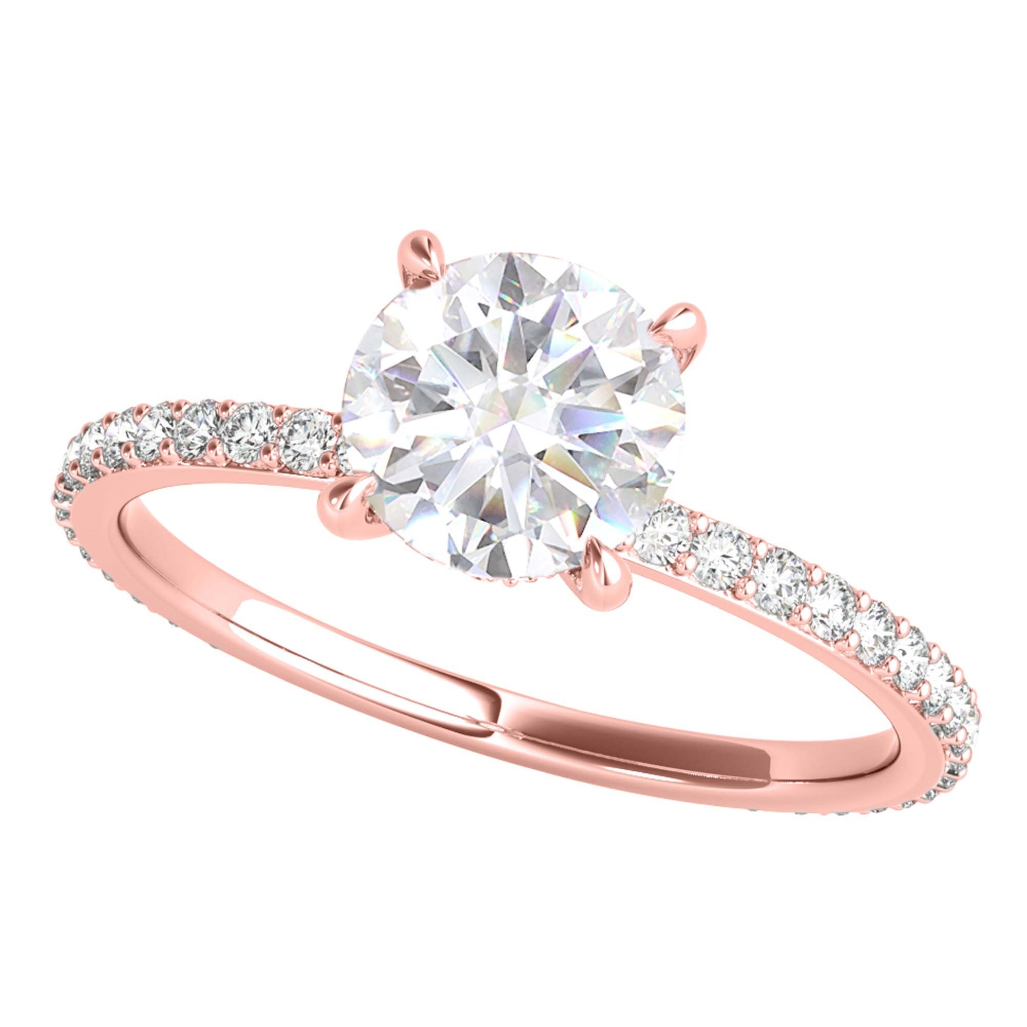 10K White/ Rose And Yellow Gold 0.80 Ct Round Diamond Engagement Rings