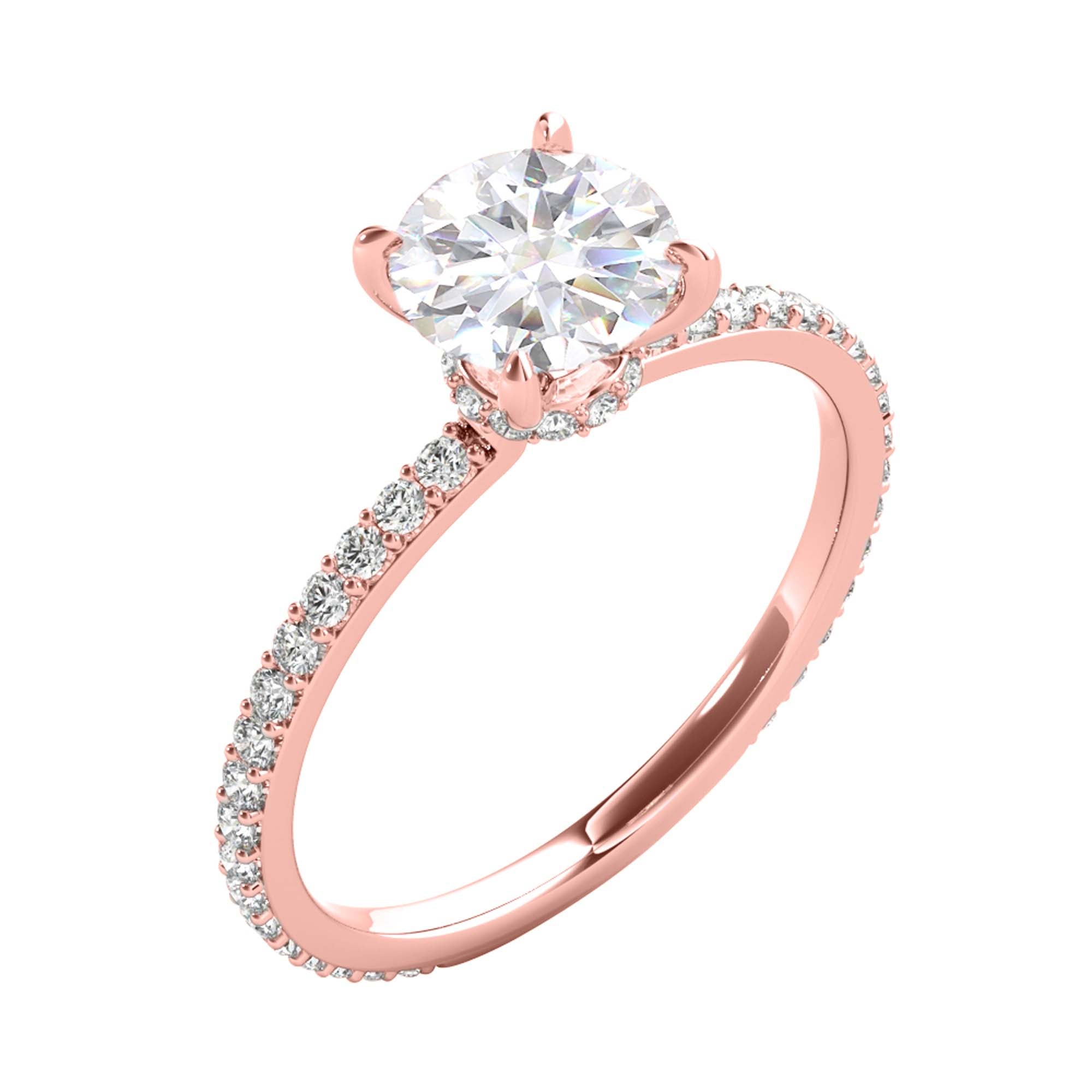 10K White/ Rose And Yellow Gold 0.80 Ct Round Diamond Engagement Rings