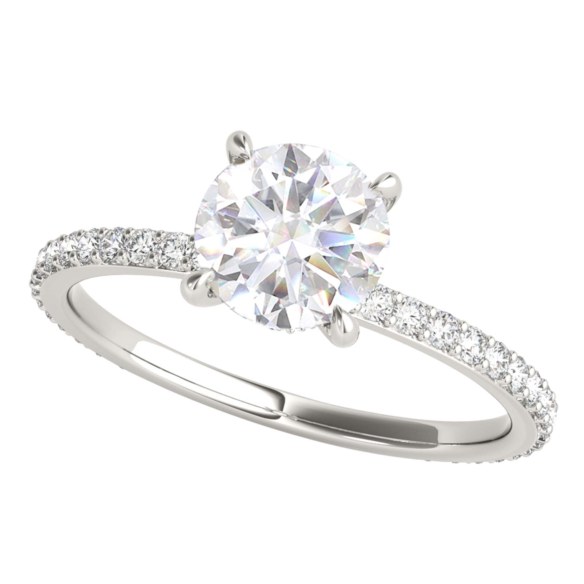 10K White/ Rose And Yellow Gold 0.80 Ct Round Diamond Engagement Rings