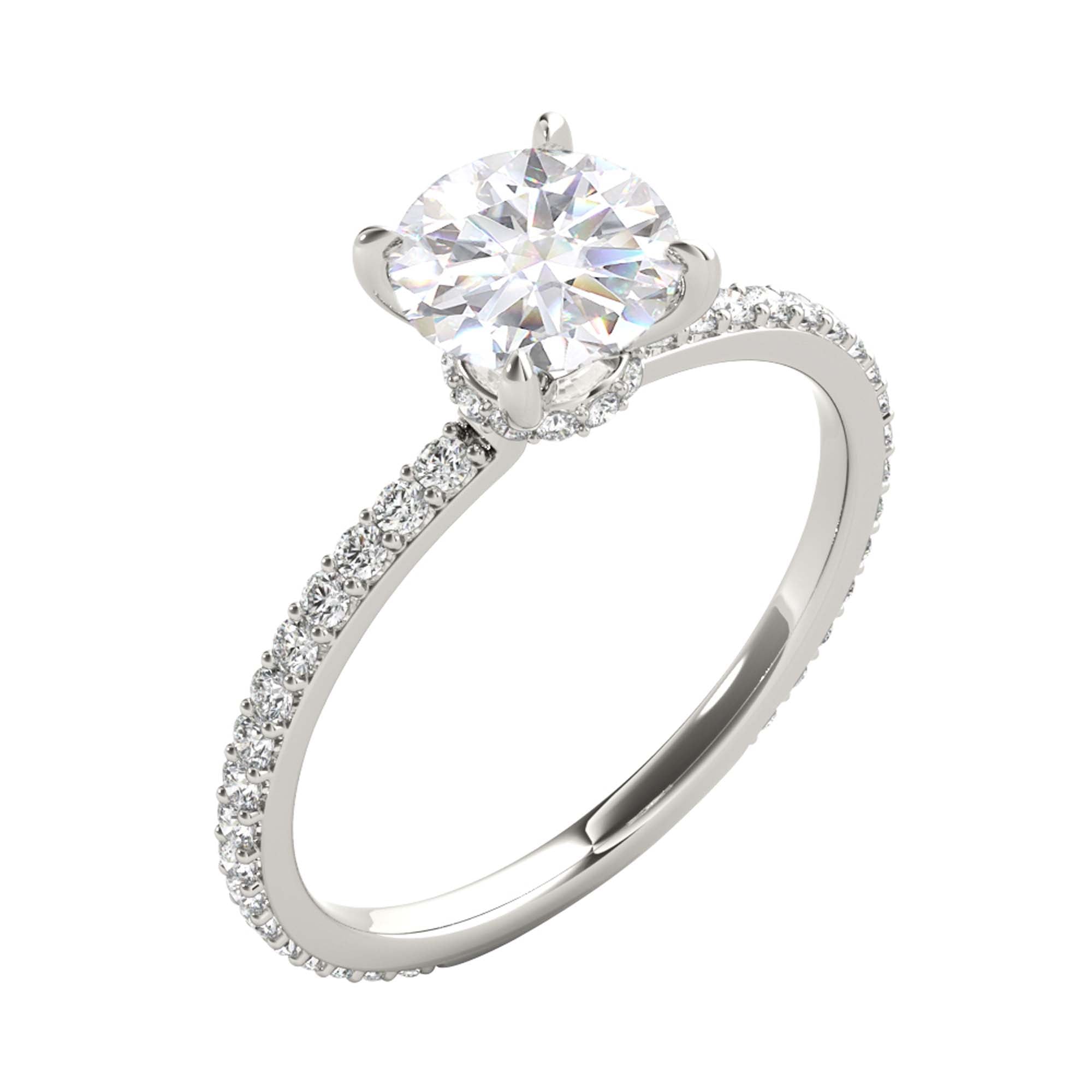 10K White/ Rose And Yellow Gold 0.80 Ct Round Diamond Engagement Rings
