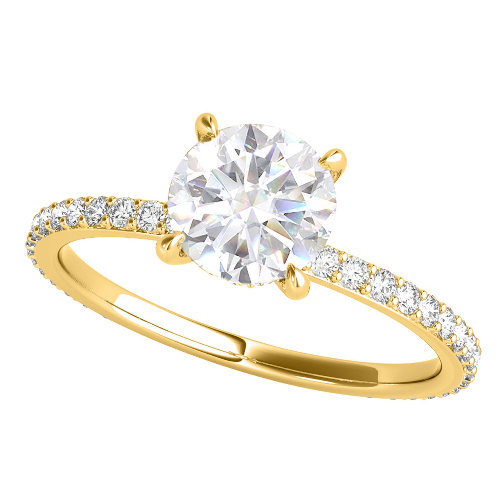 10K White/ Rose And Yellow Gold 0.80 Ct Round Diamond Engagement Rings