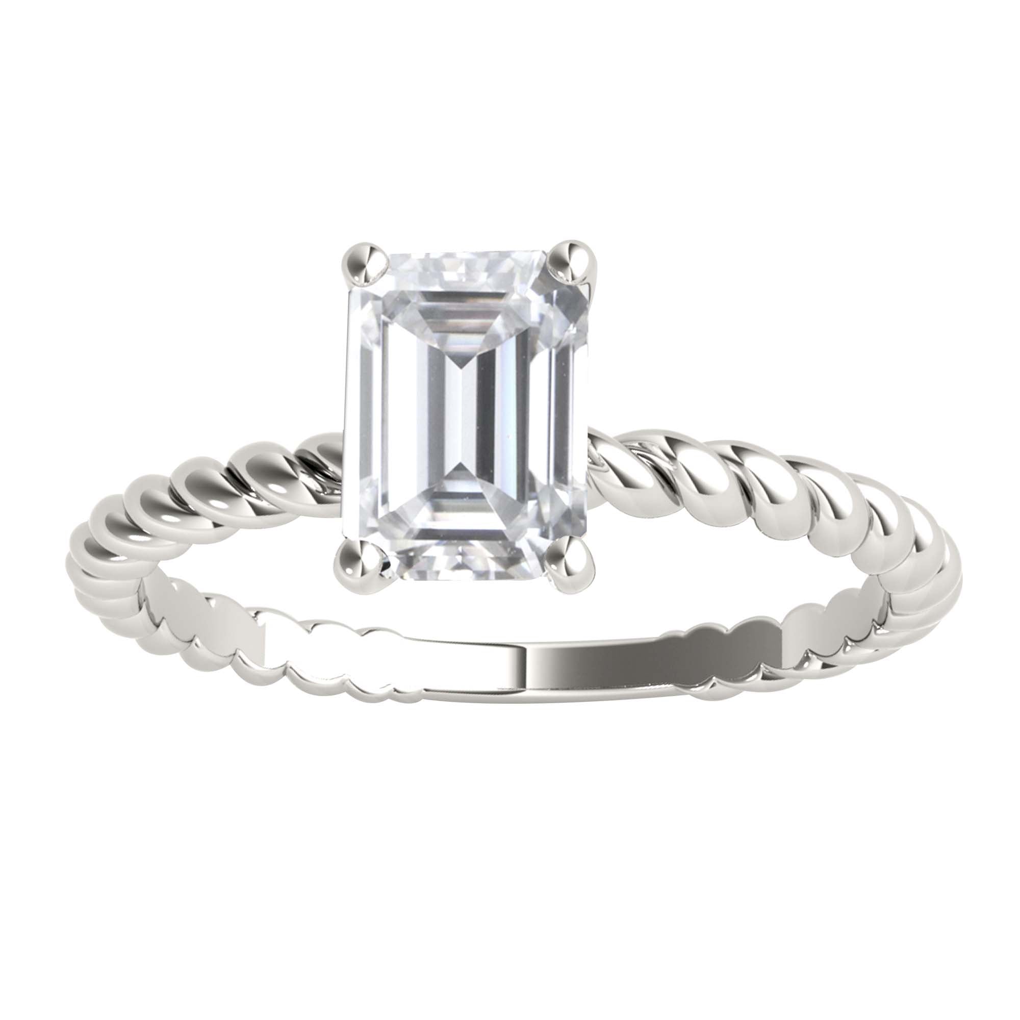 0.80 Ct Emerald Cut Diamond Solitaire Engagement Ring In 10K White/ Rose & Yellow Gold