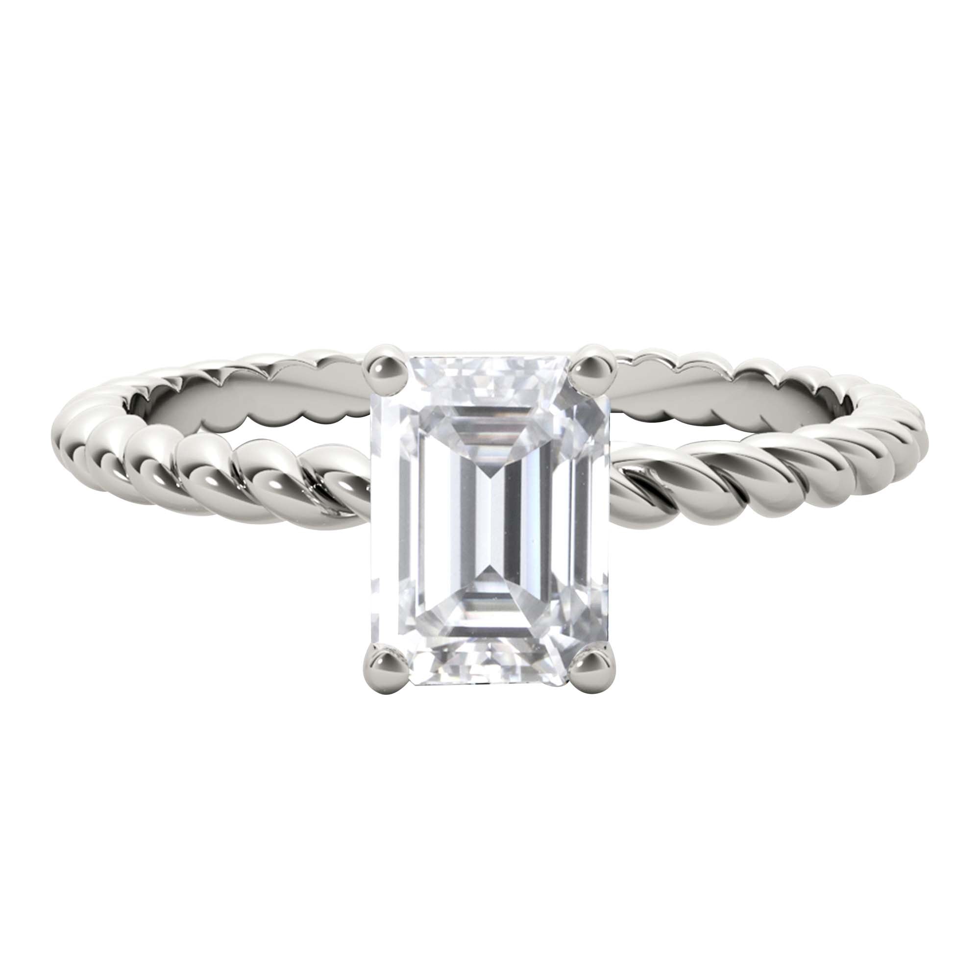 0.80 Ct Emerald Cut Diamond Solitaire Engagement Ring In 10K White/ Rose & Yellow Gold