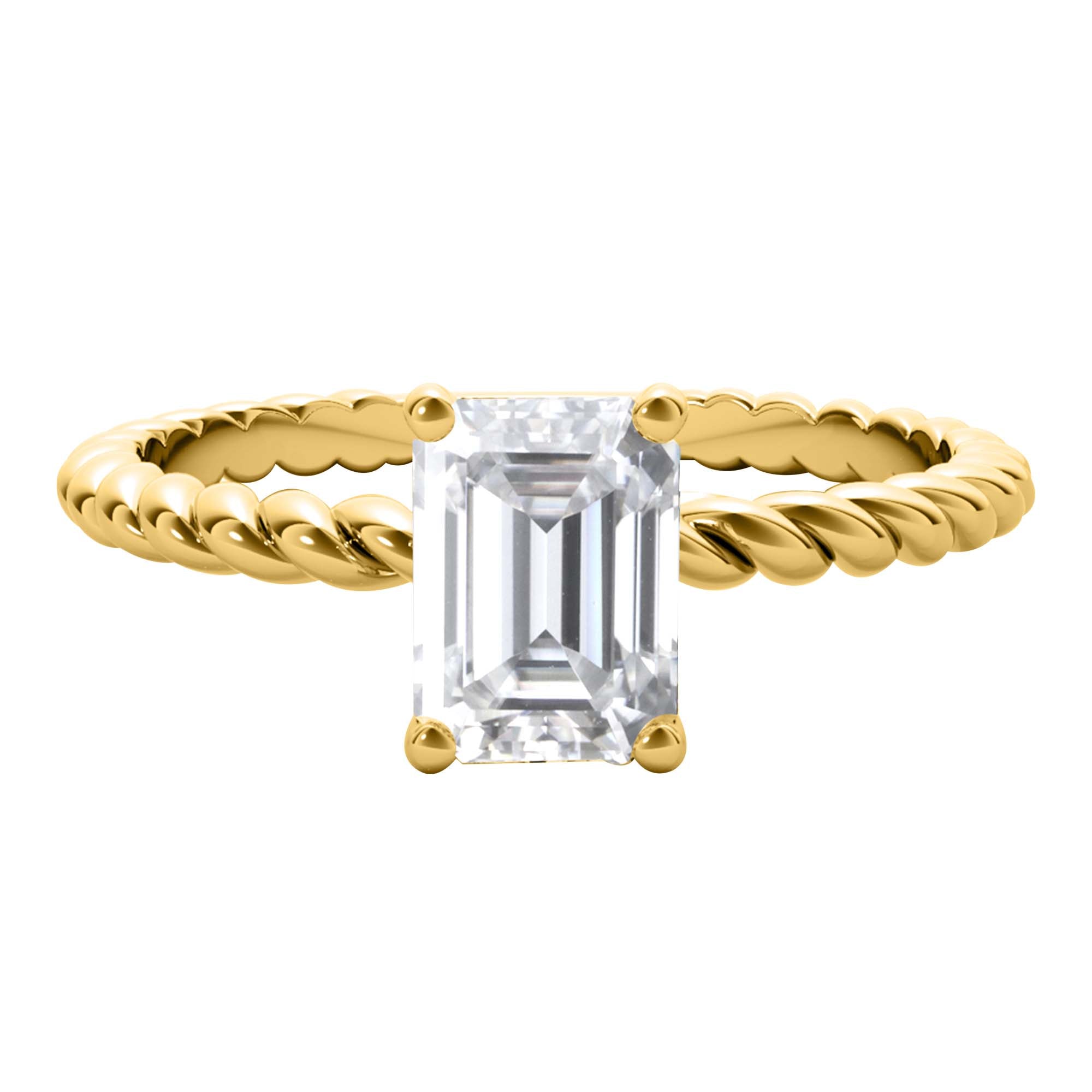0.80 Ct Emerald Cut Diamond Solitaire Engagement Ring In 10K White/ Rose & Yellow Gold
