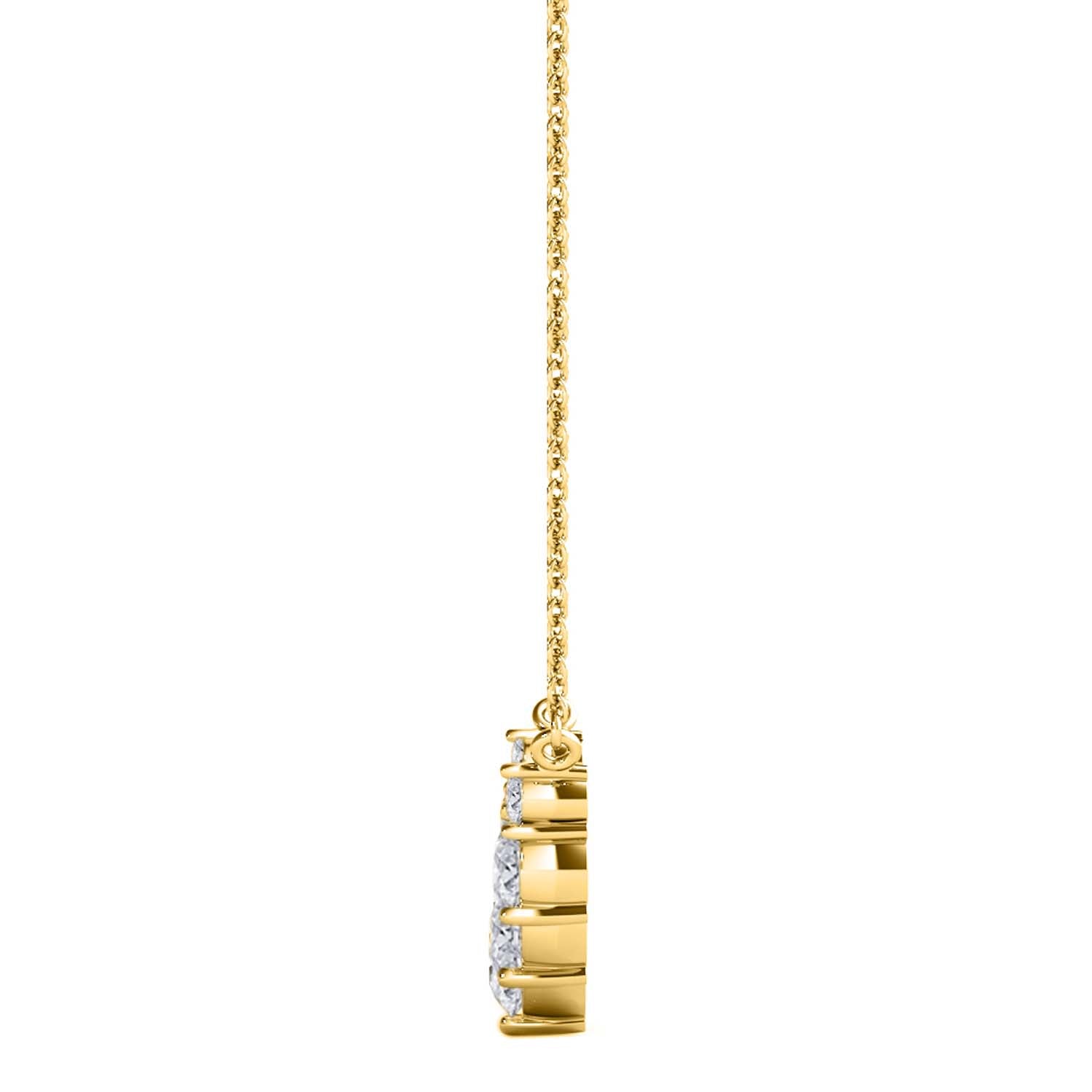 1.00 Carat Brilliant Diamond Pendant In 14K Yellow And White Gold With Chain