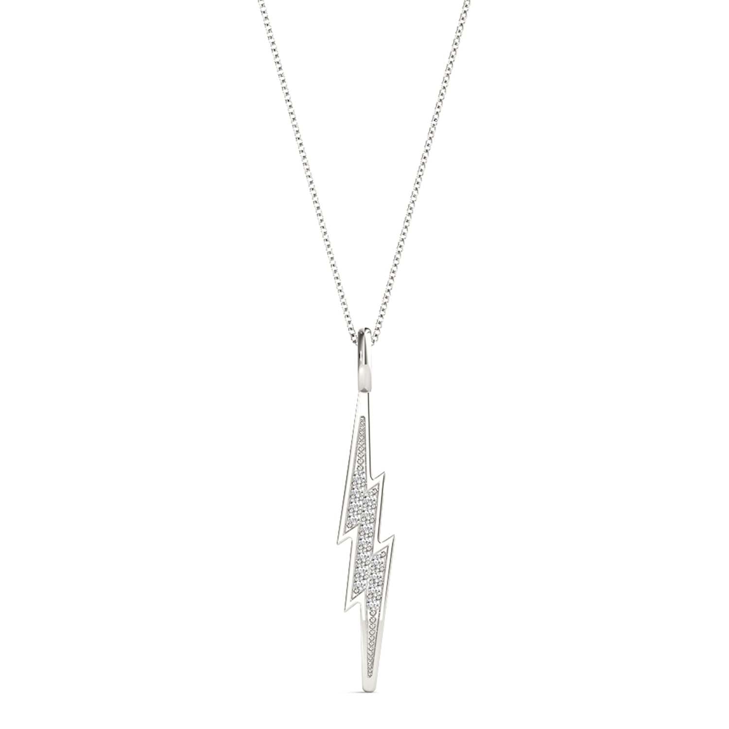 0.06 Carat Natural Diamond Necklace Pendant In 10K Solid White & Yellow Gold