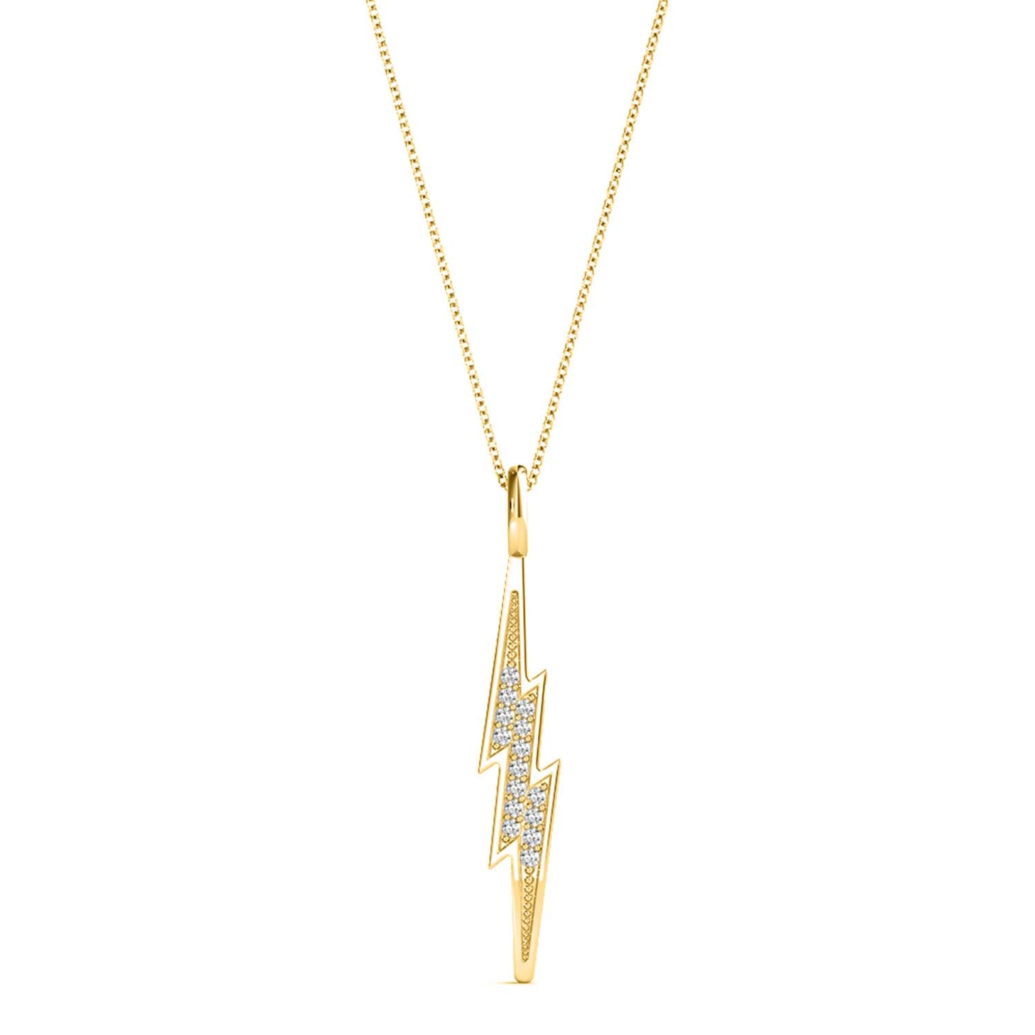 0.06 Carat Natural Diamond Necklace Pendant In 10K Solid White & Yellow Gold