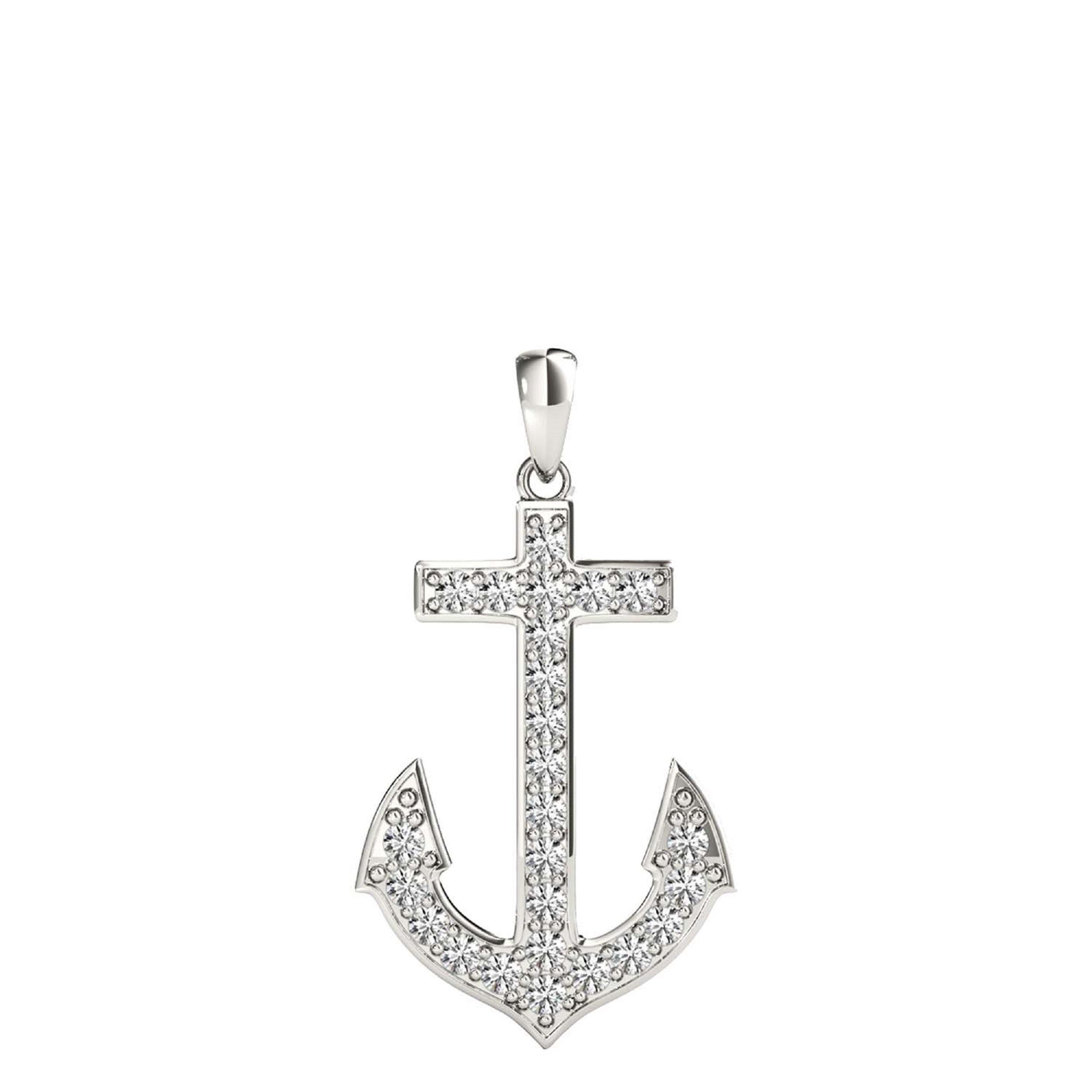 10K White Gold 0.12 Carat Round Diamond Pendant Necklace With Box Chain