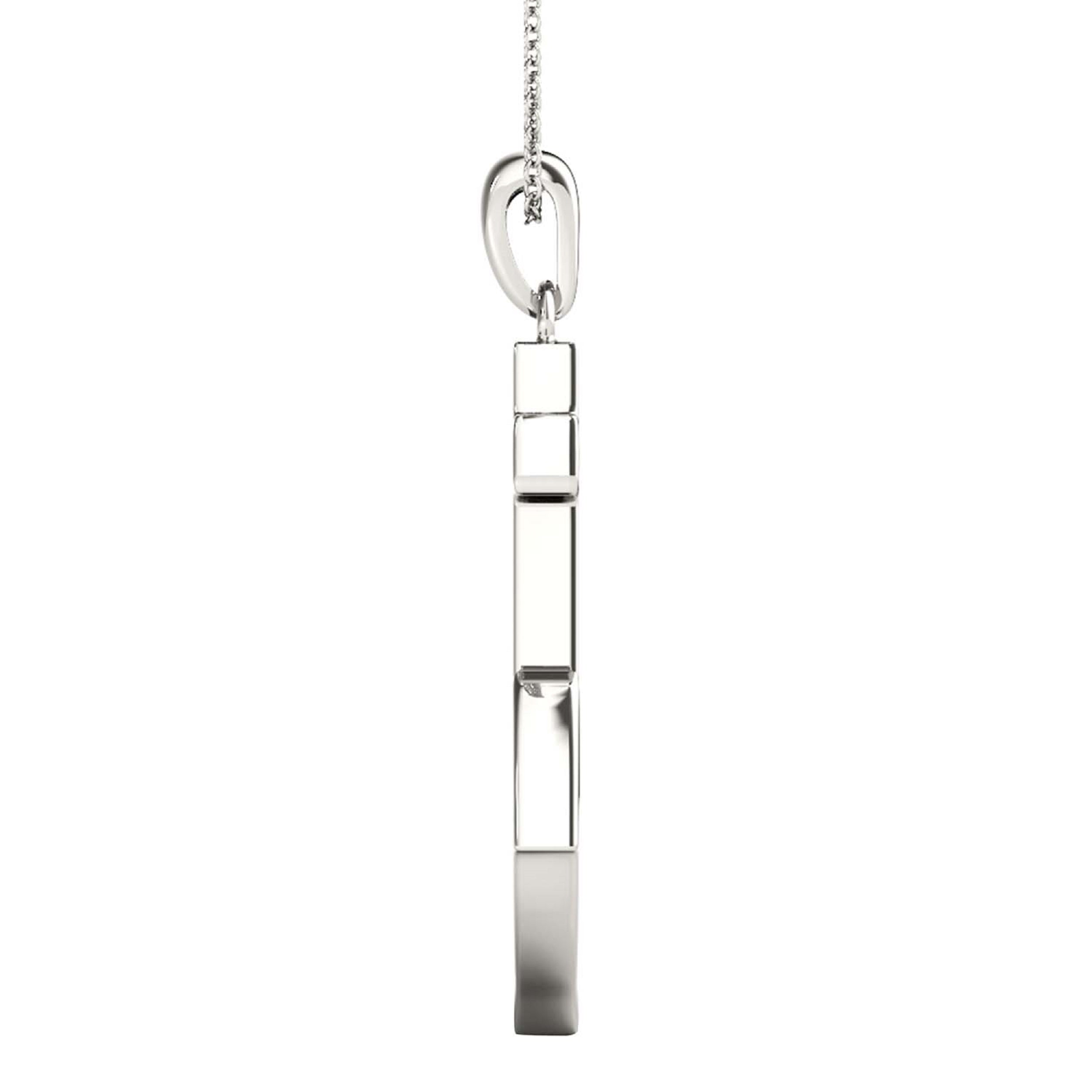 10K White Gold 0.12 Carat Round Diamond Pendant Necklace With Box Chain