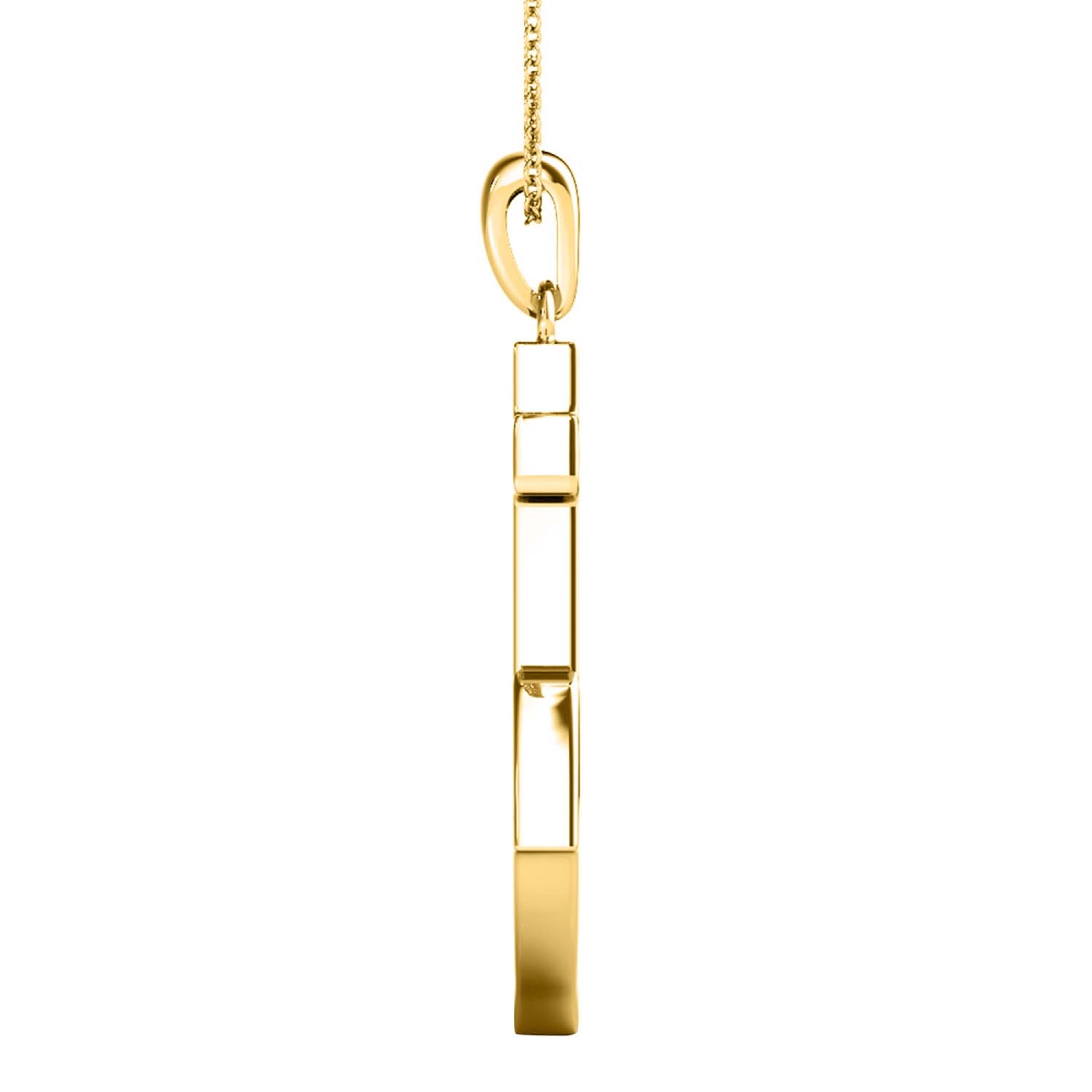 0.12 Ct Natural Diamond Necklace Pendant In 10K Yellow Gold With Box Chain
