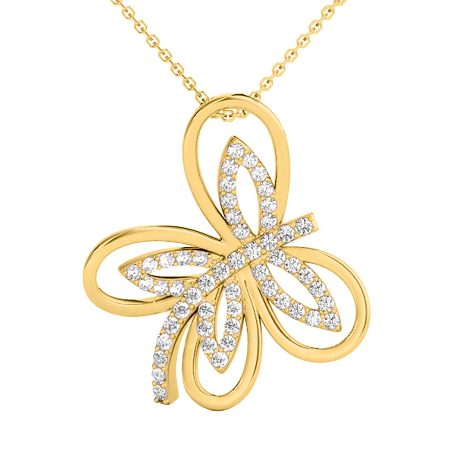 0.30 Ct Natural Prong Set Diamond Necklace Pendant In 10K Yellow & White Gold