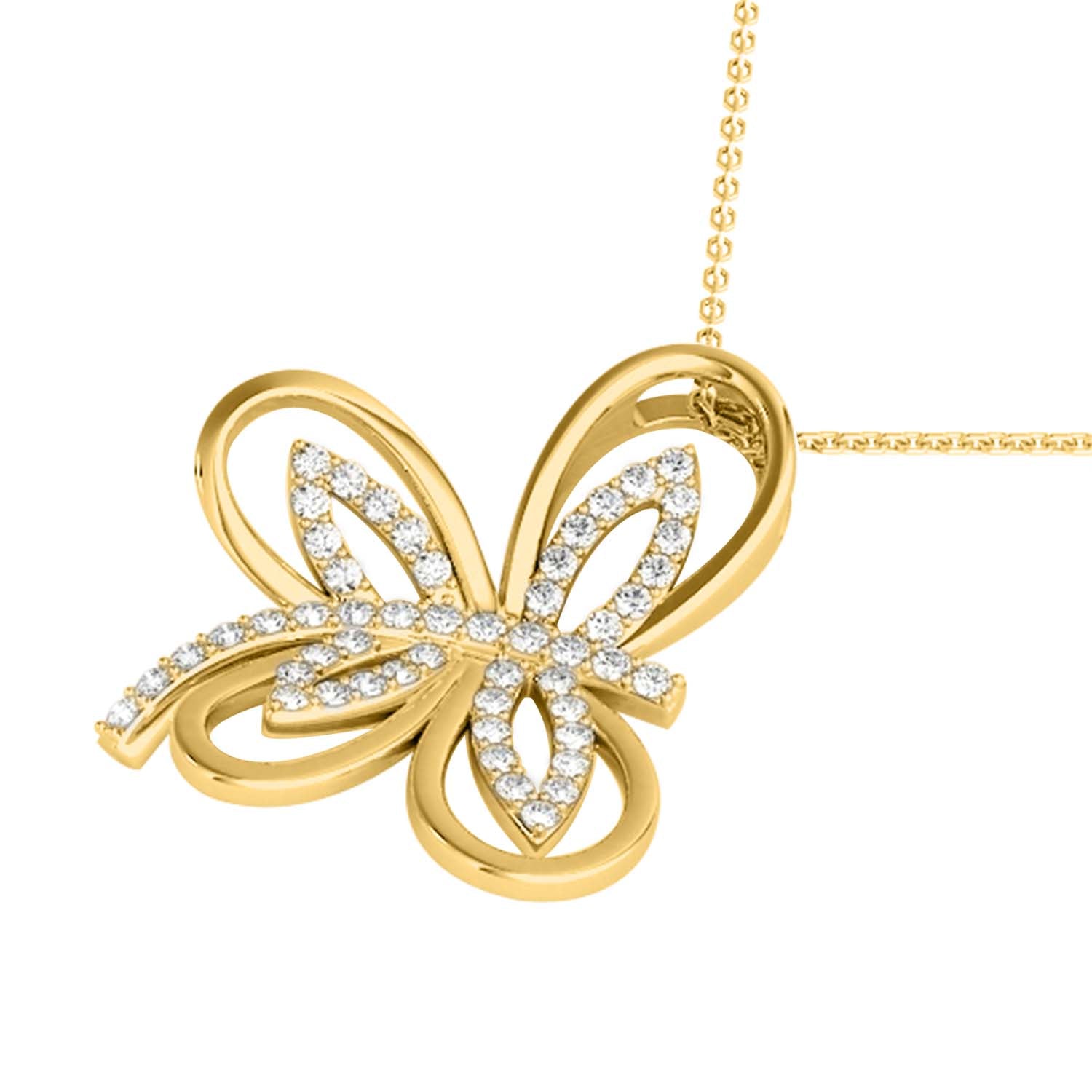 0.30 Ct Natural Prong Set Diamond Necklace Pendant In 10K Yellow & White Gold