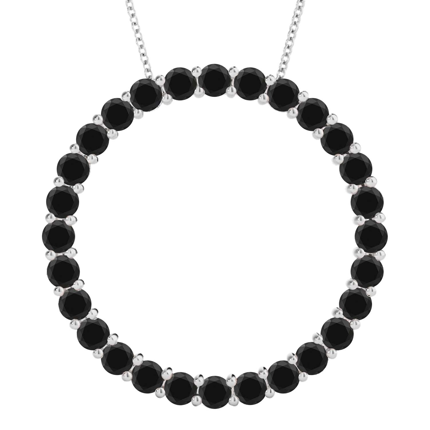 1.25 Ct Round Black Diamond Pendant Necklace In 10K White/ Yellow Gold