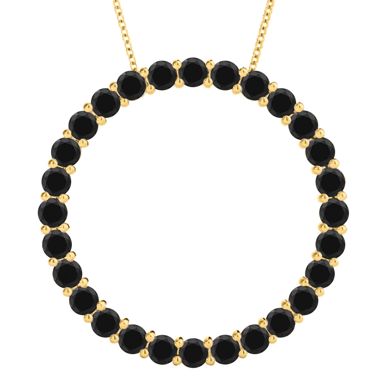 1.25 Ct Round Black Diamond Pendant Necklace In 10K White/ Yellow Gold