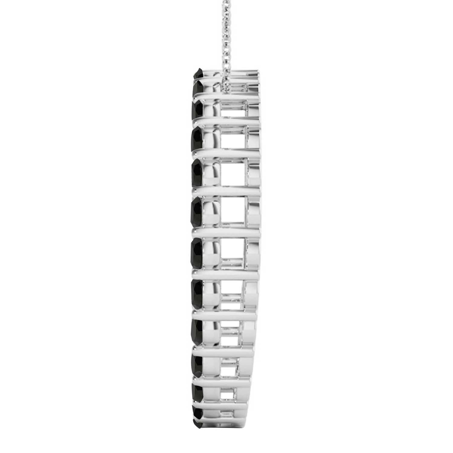 1.25 Ct Round Black Diamond Pendant Necklace In 10K White/ Yellow Gold