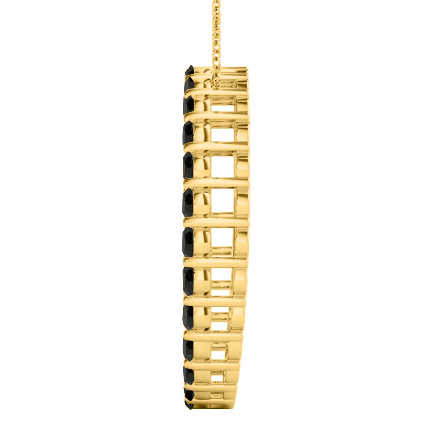 1.25 Ct Round Black Diamond Pendant Necklace In 10K White/ Yellow Gold