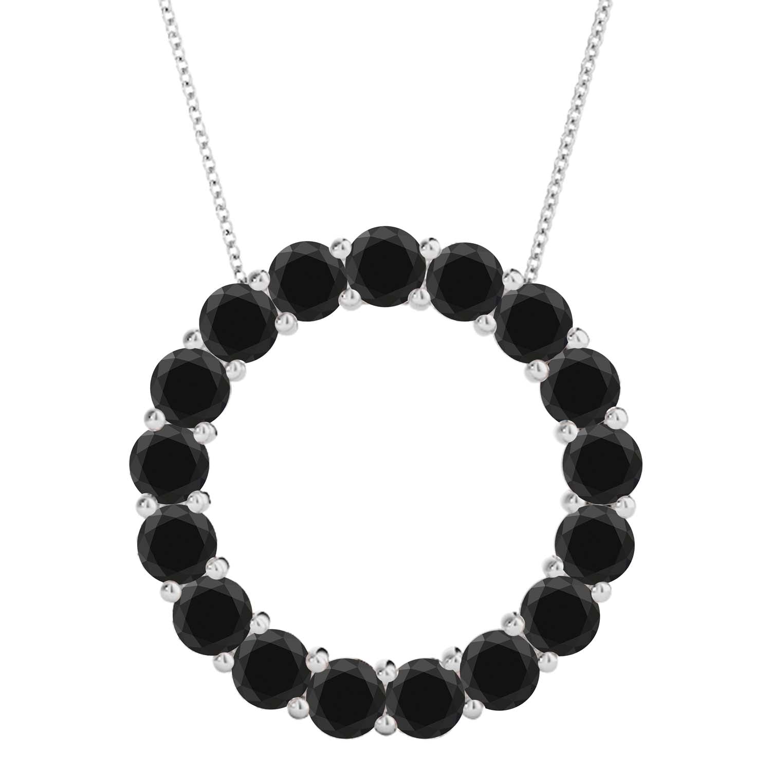 3.00 Ct Black Diamond Pendant Necklace In 14K White Gold With Chain