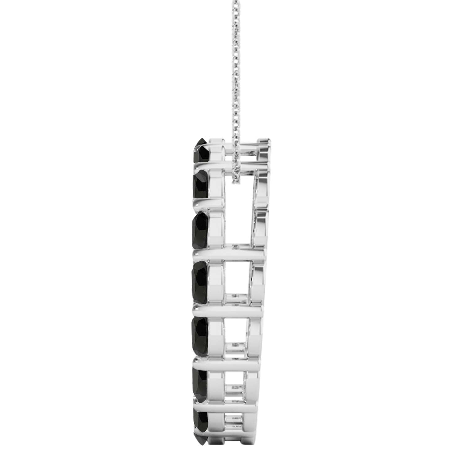 3.00 Ct Black Diamond Pendant Necklace In 14K White Gold With Chain